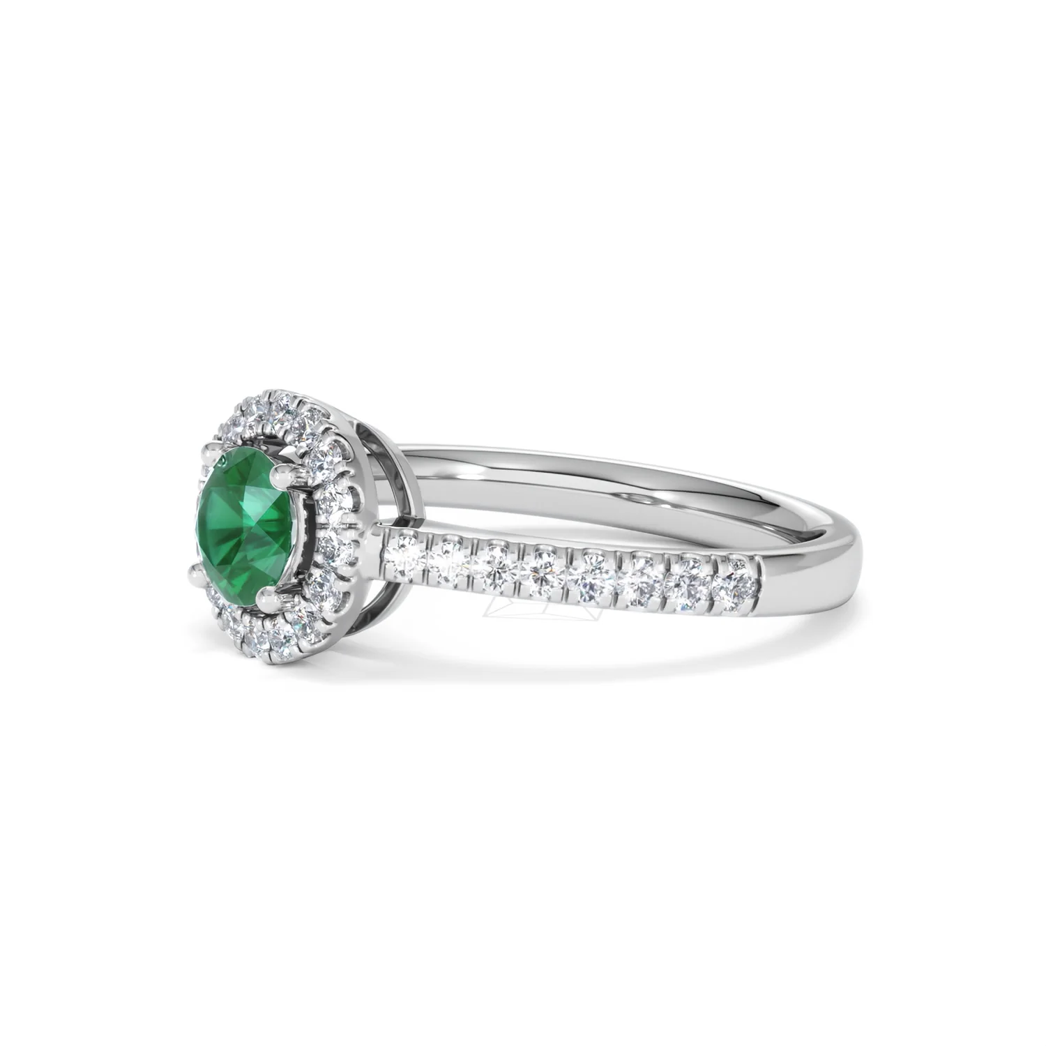 Halo Emerald 0.50ct And Diamond 18K White Gold Ring - Image 76