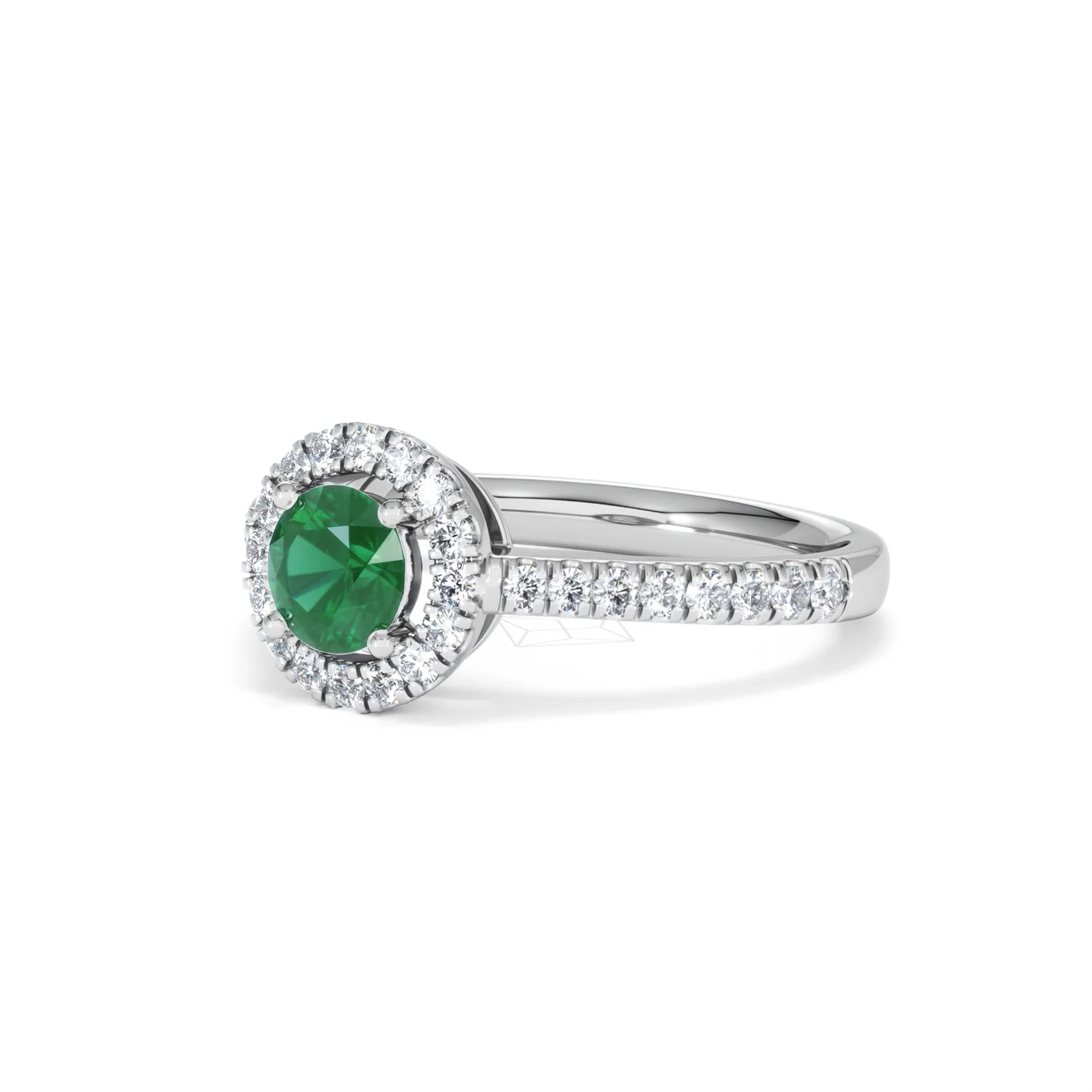Halo Emerald 0.50ct And Diamond 18K White Gold Ring - Image 80