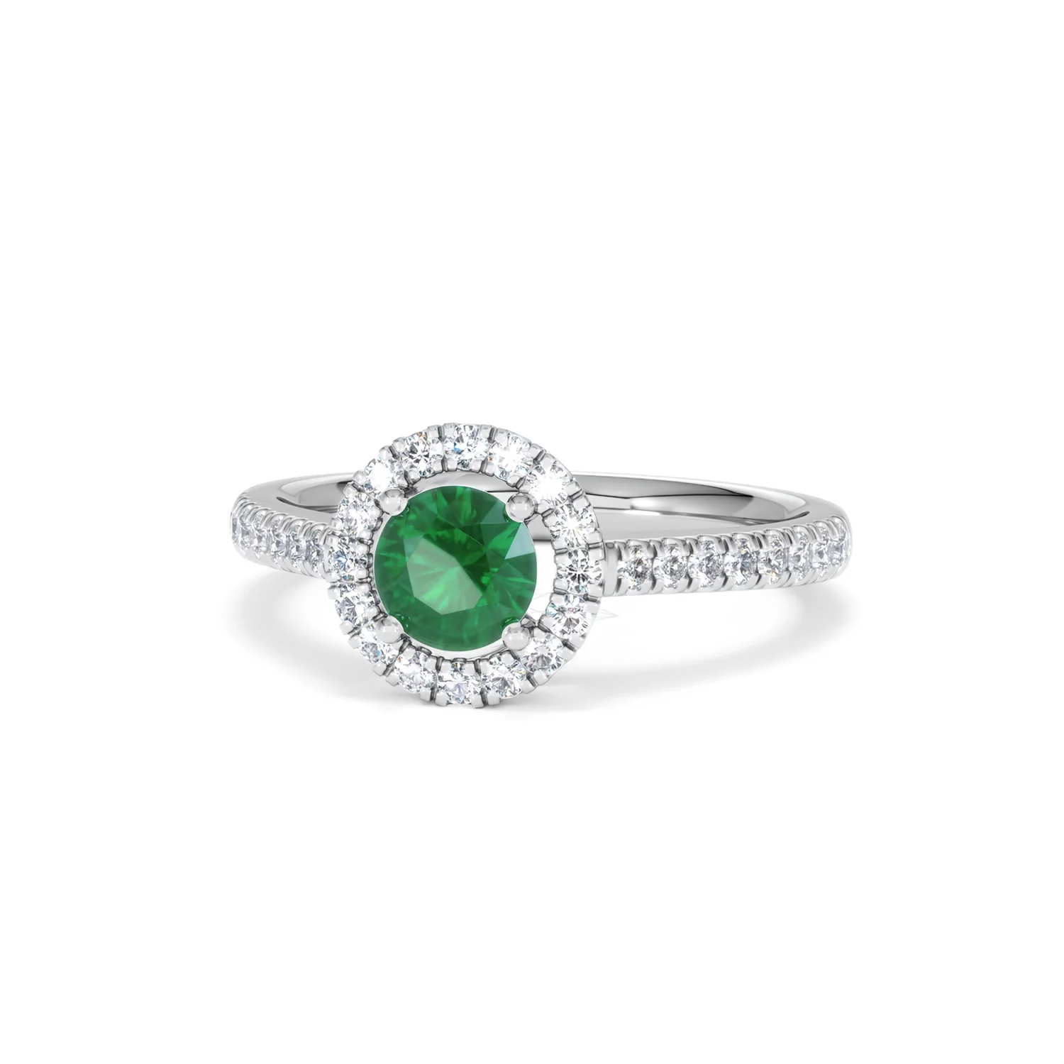 Halo Emerald 0.50ct And Diamond 18K White Gold Ring - Image 85