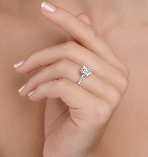 Halo Engagement Ring Aria 1.30ct SI2 Princess Diamond 18K White Gold - Image 3