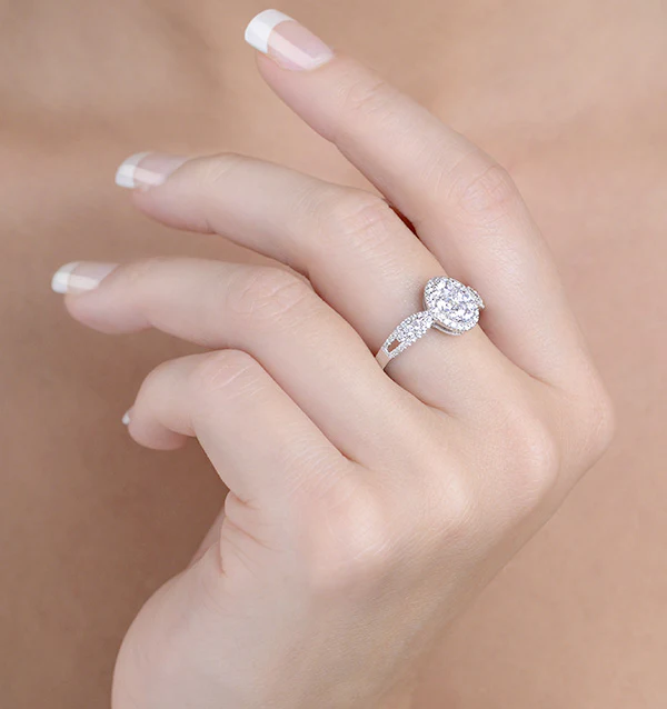 Halo Engagement Ring Galileo 1.08ct H/SI Diamonds in 18KW White Gold - Image 3
