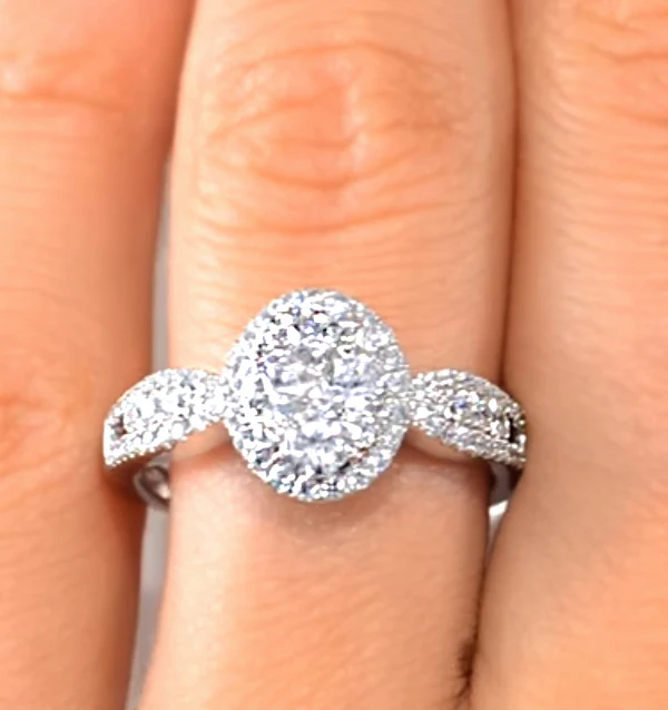 Halo Engagement Ring Galileo 1.08ct H/SI Diamonds in 18KW White Gold - Image 4