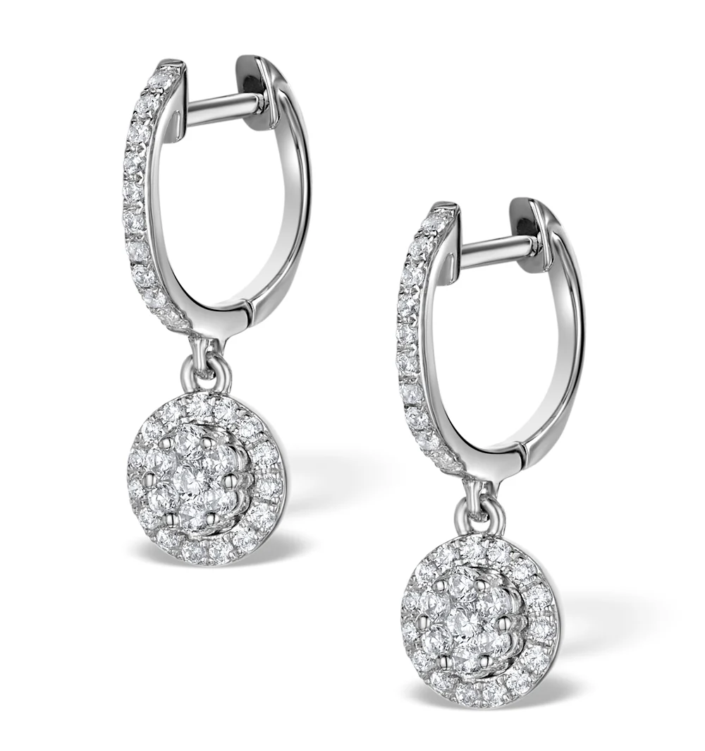 Halo Lab Diamond Drop Earrings - Florence - 0.46ct - in 9K White Gold - Image 3