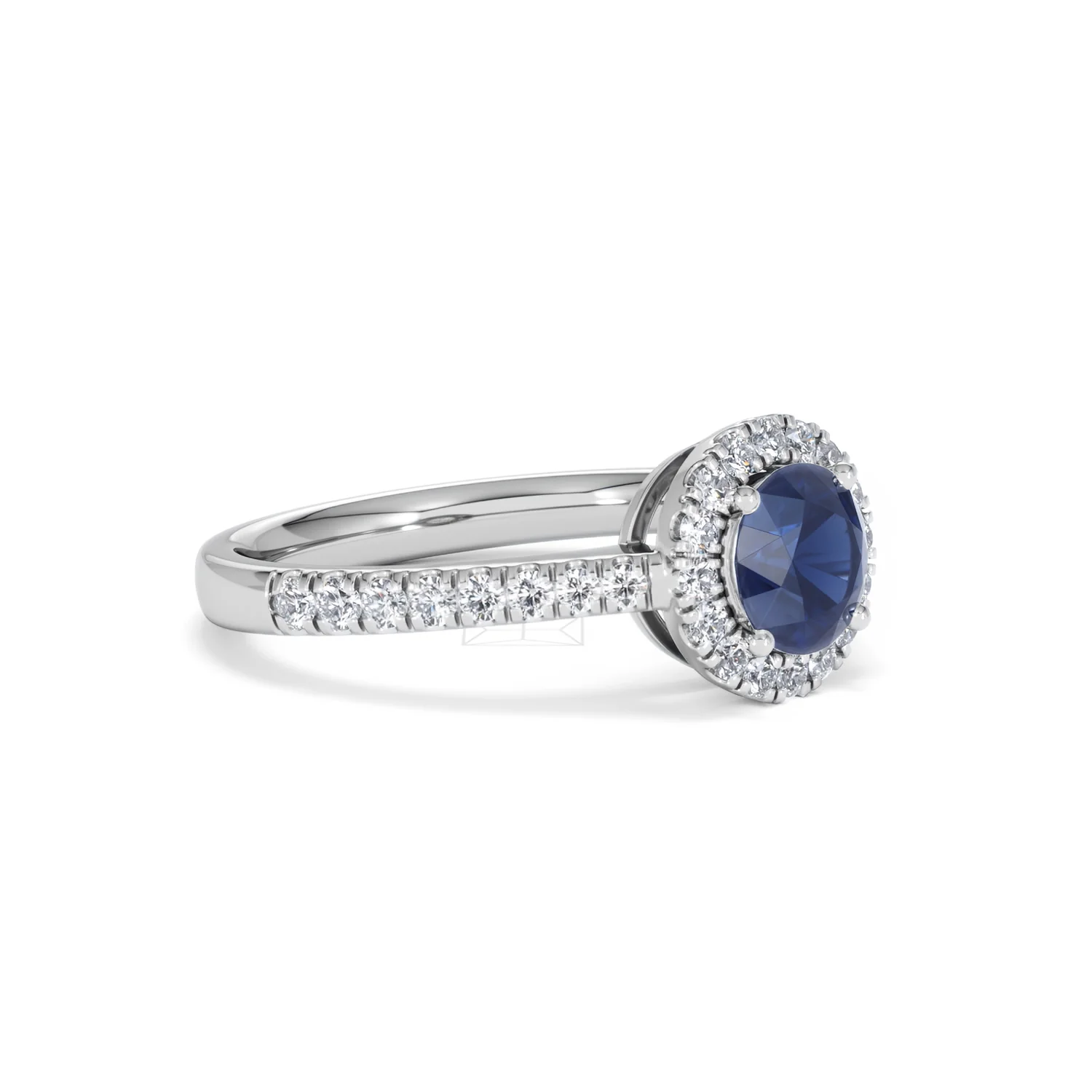 Halo Sapphire 0.75ct And Diamond 0.36ct 18K White Gold Ring - Image 18