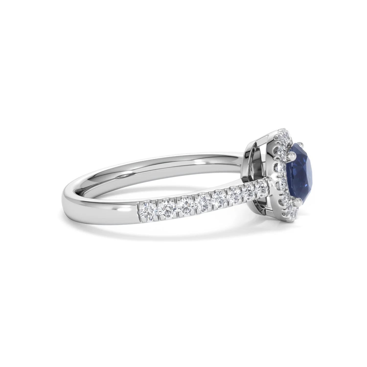 Halo Sapphire 0.75ct And Diamond 0.36ct 18K White Gold Ring - Image 25