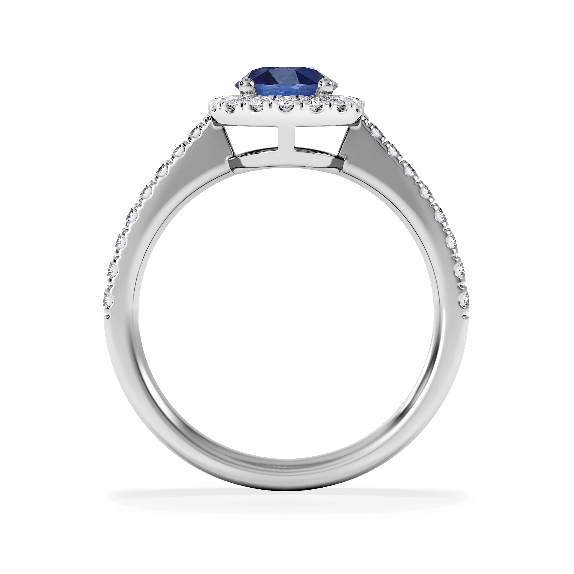 Halo Sapphire 0.75ct And Diamond 0.36ct 18K White Gold Ring - Image 3