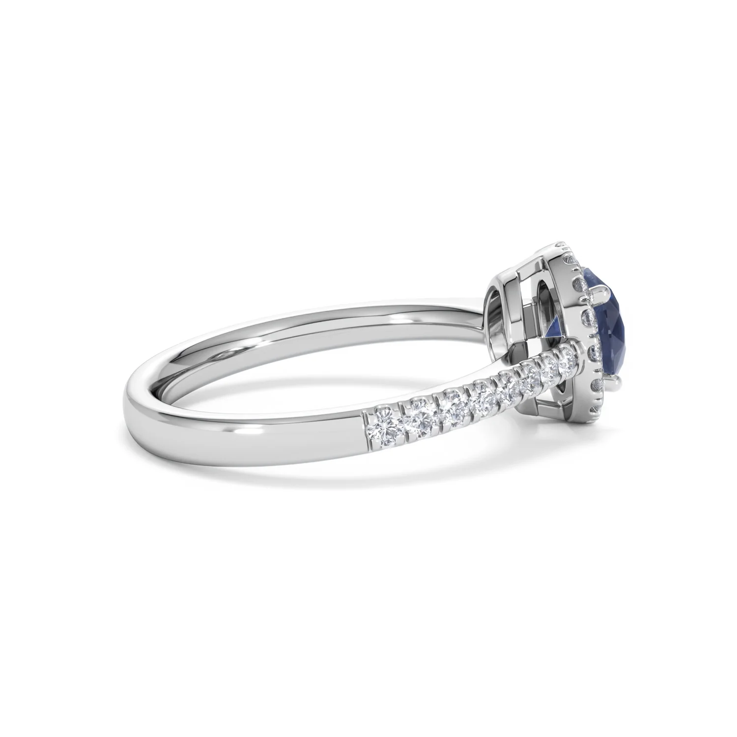 Halo Sapphire 0.75ct And Diamond 0.36ct 18K White Gold Ring - Image 30