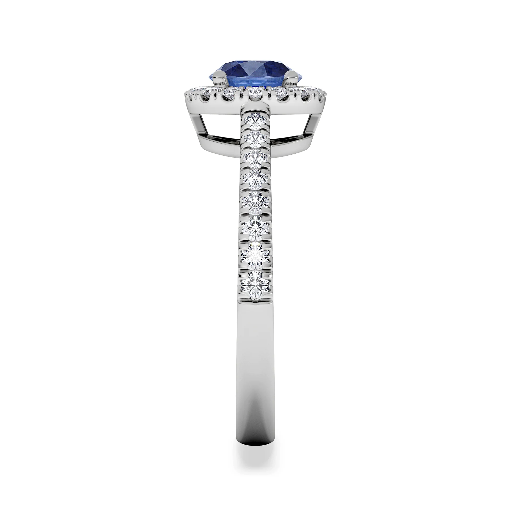 Halo Sapphire 0.75ct And Diamond 0.36ct 18K White Gold Ring - Image 5