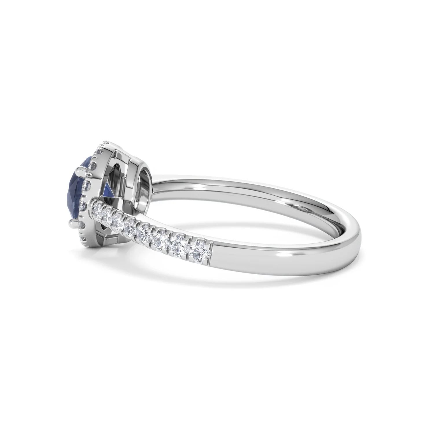 Halo Sapphire 0.75ct And Diamond 0.36ct 18K White Gold Ring - Image 65