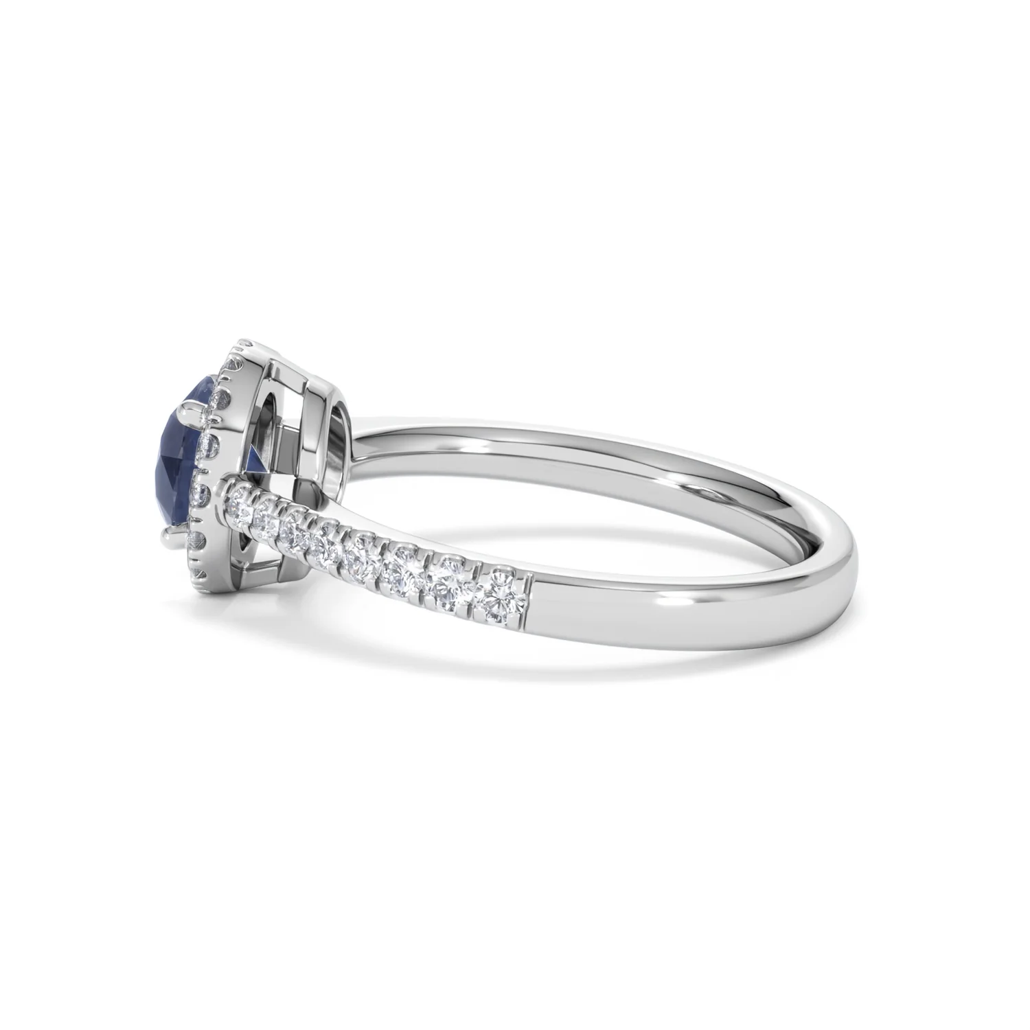 Halo Sapphire 0.75ct And Diamond 0.36ct 18K White Gold Ring - Image 66