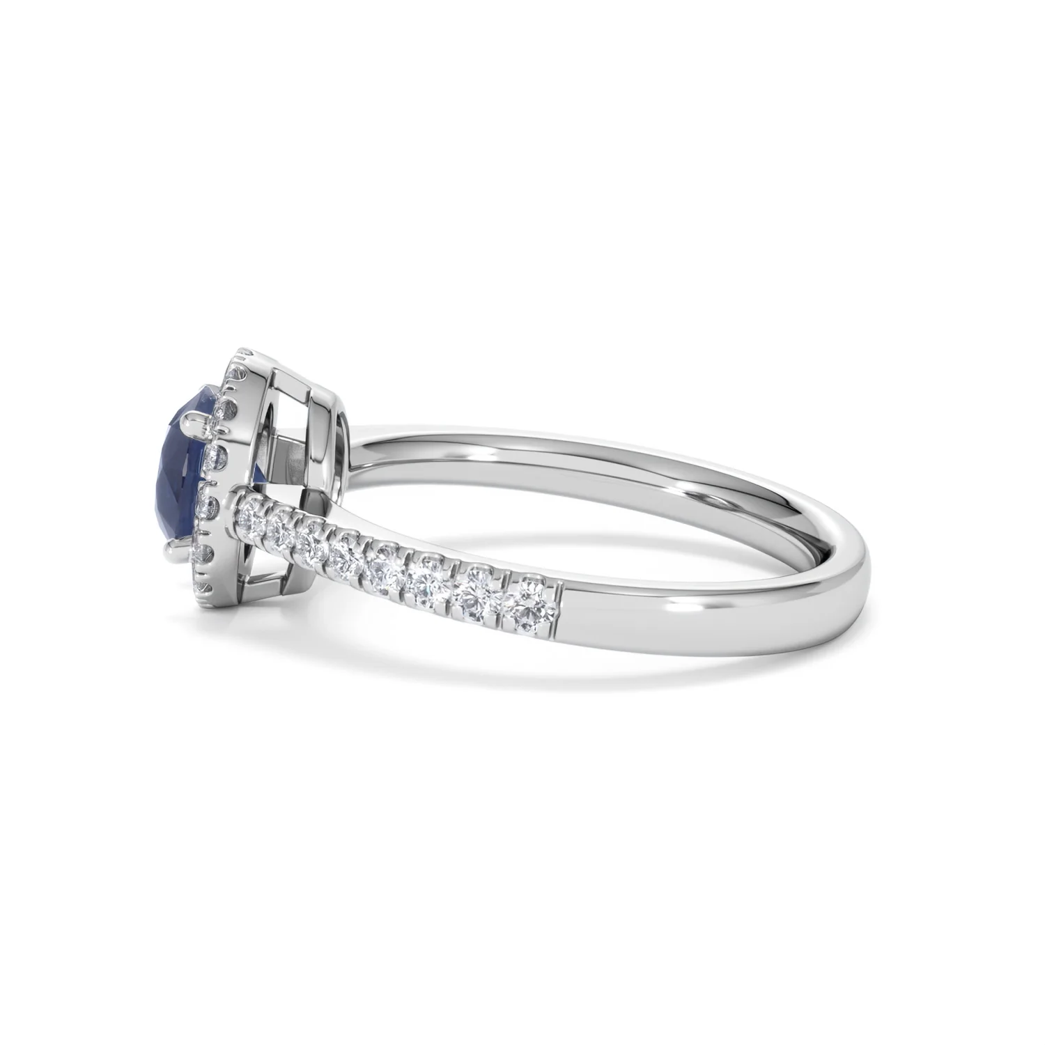 Halo Sapphire 0.75ct And Diamond 0.36ct 18K White Gold Ring - Image 67