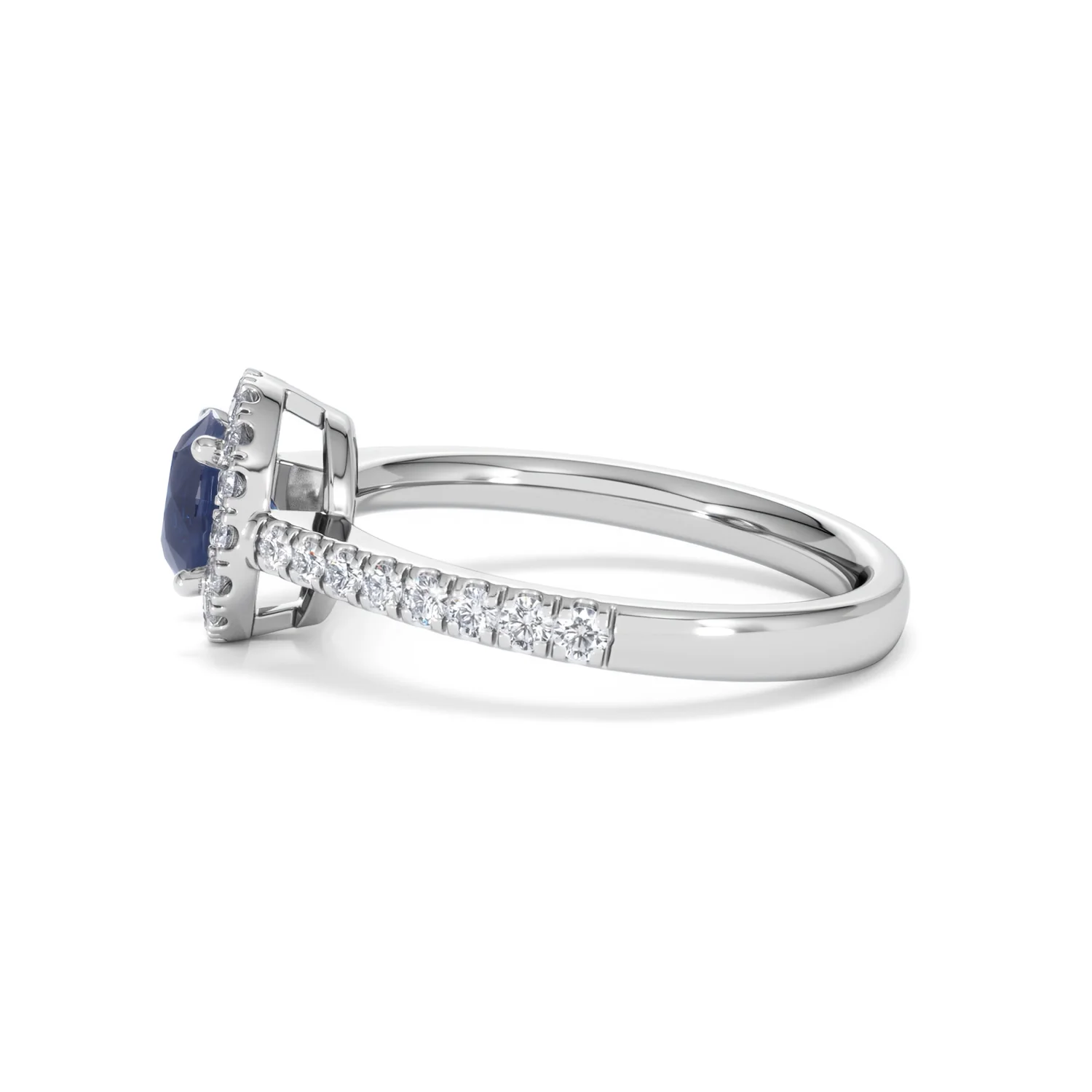 Halo Sapphire 0.75ct And Diamond 0.36ct 18K White Gold Ring - Image 68