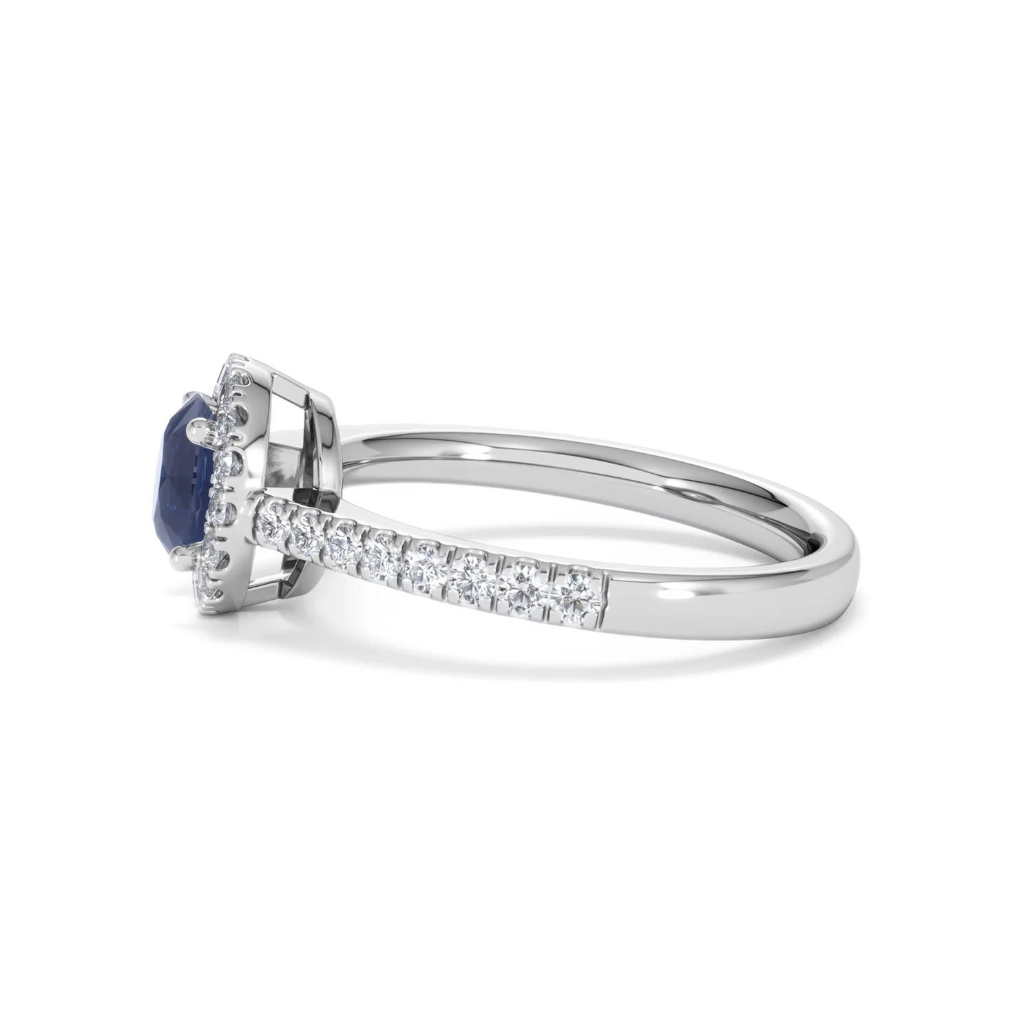 Halo Sapphire 0.75ct And Diamond 0.36ct 18K White Gold Ring - Image 69