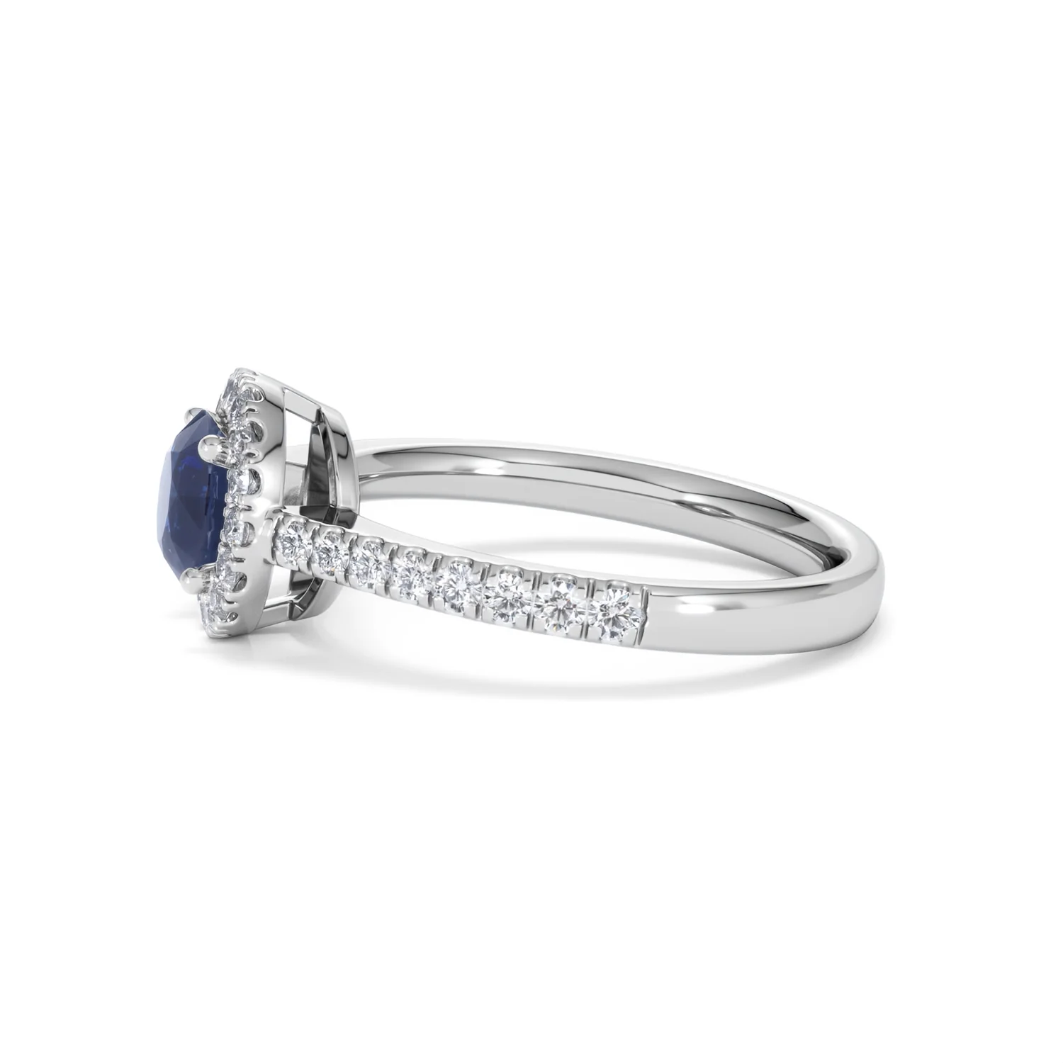 Halo Sapphire 0.75ct And Diamond 0.36ct 18K White Gold Ring - Image 70
