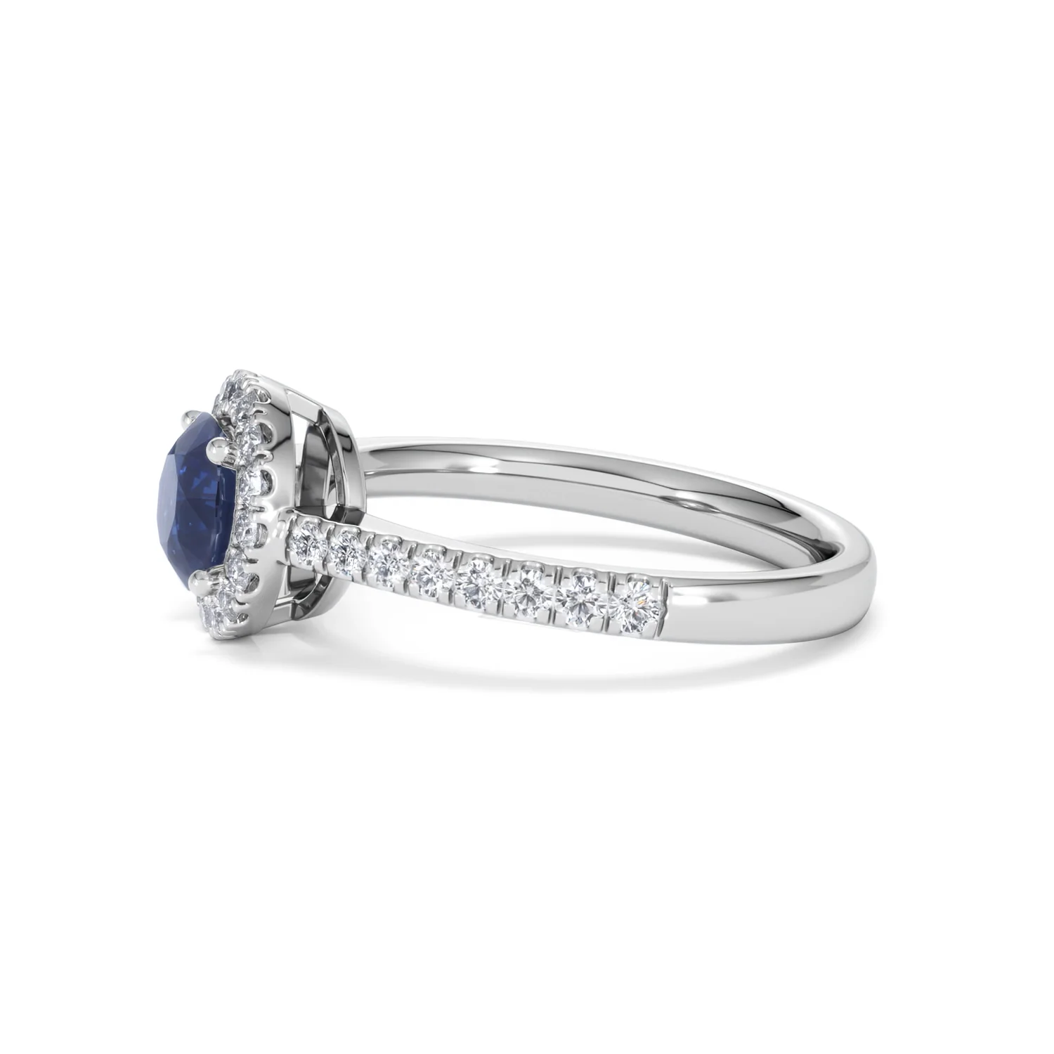 Halo Sapphire 0.75ct And Diamond 0.36ct 18K White Gold Ring - Image 71