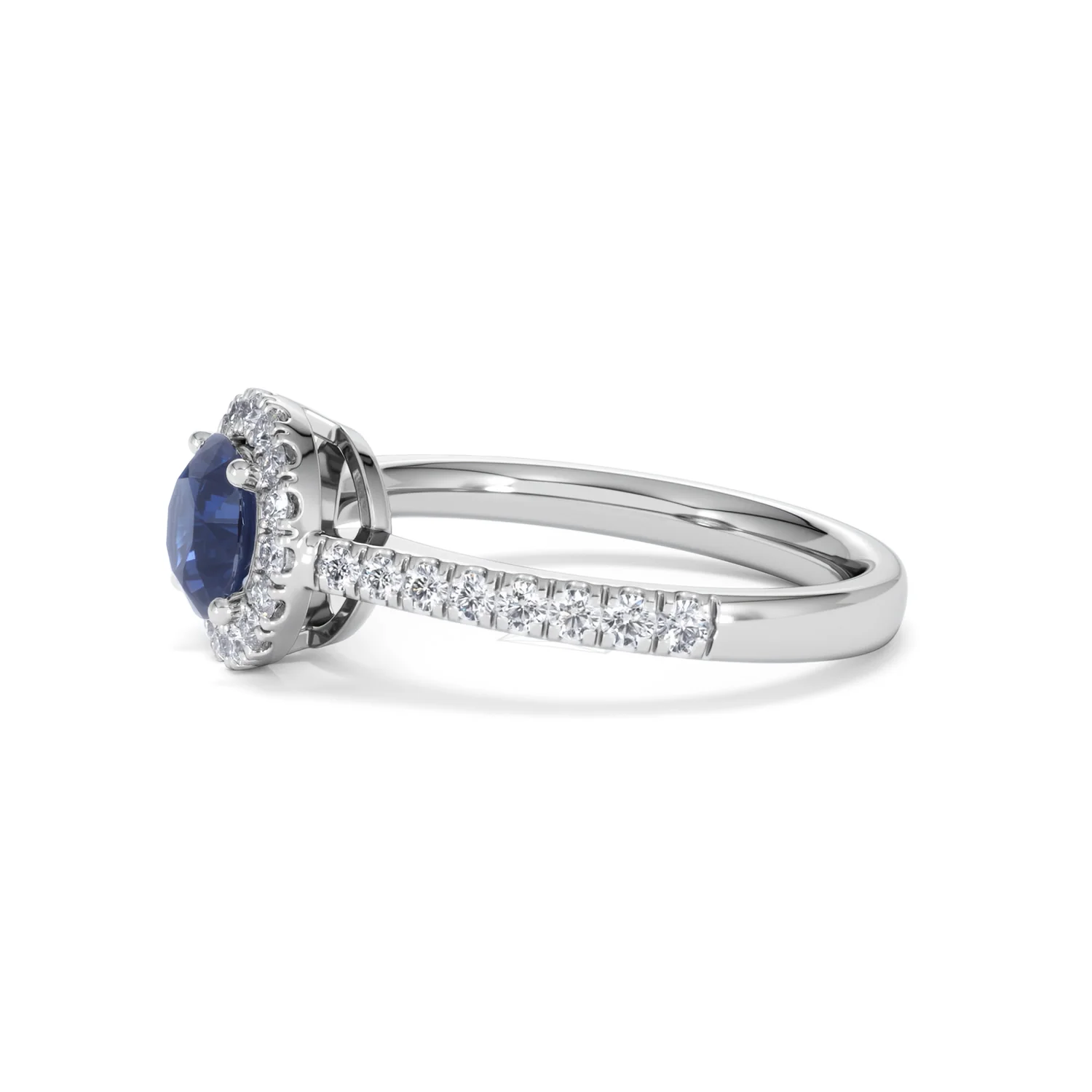 Halo Sapphire 0.75ct And Diamond 0.36ct 18K White Gold Ring - Image 72