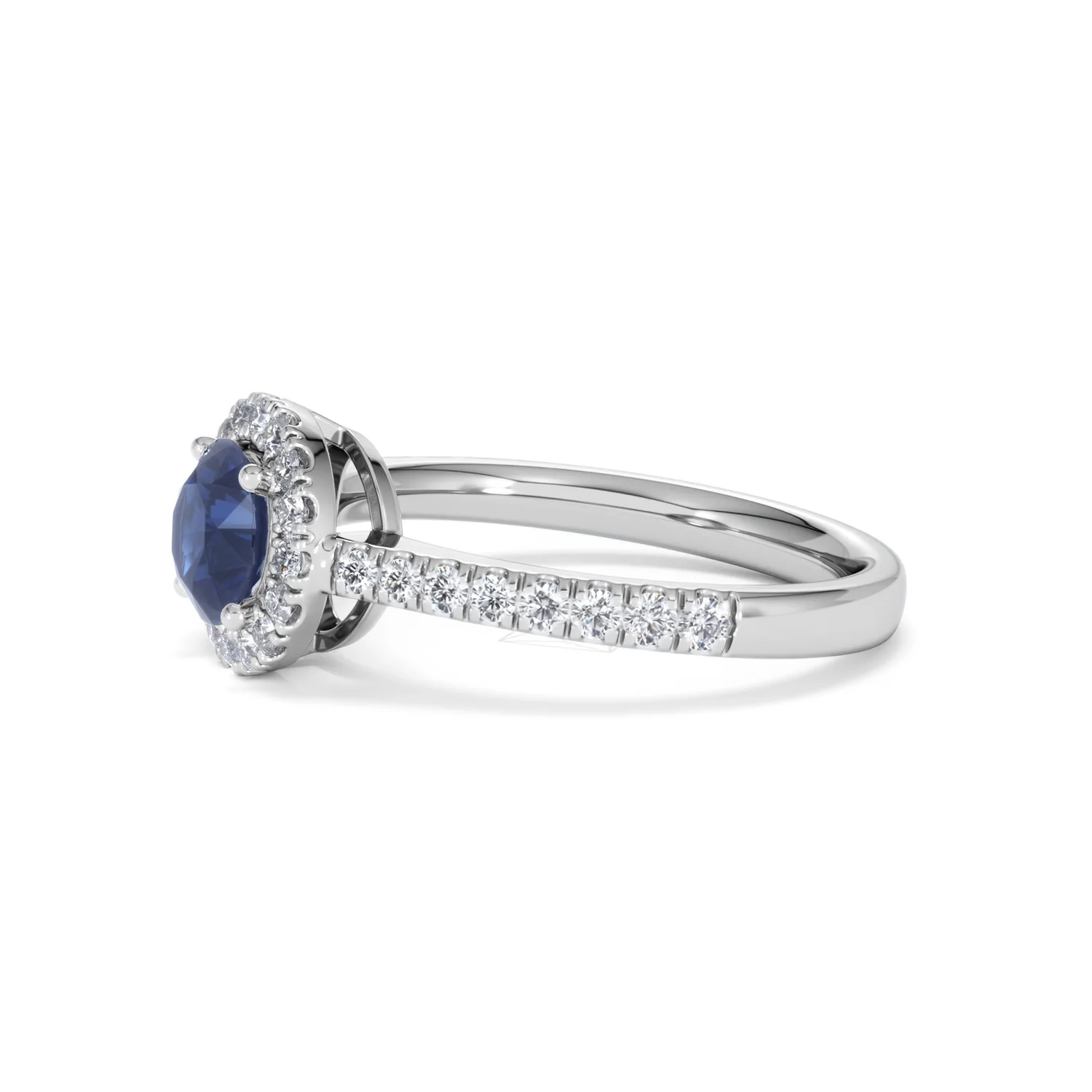 Halo Sapphire 0.75ct And Diamond 0.36ct 18K White Gold Ring - Image 73