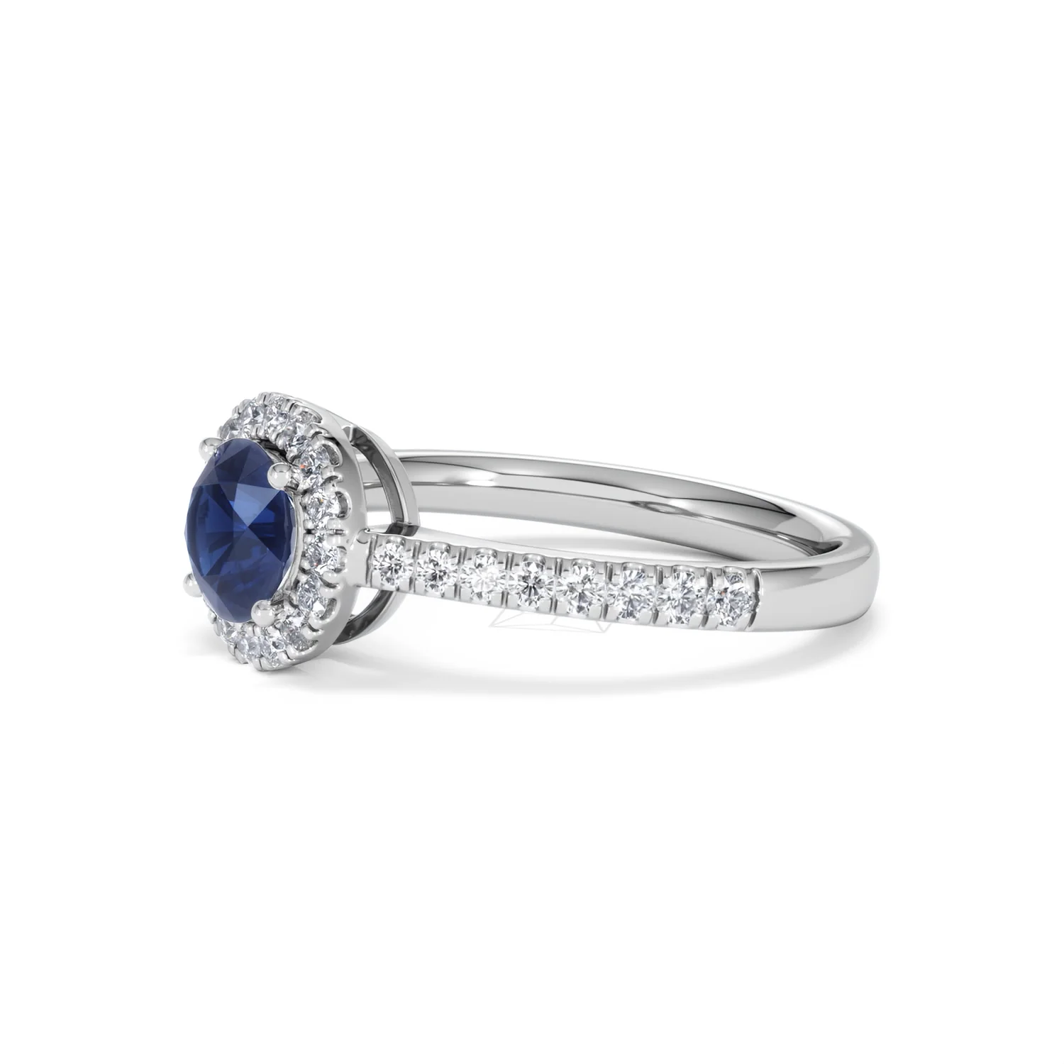 Halo Sapphire 0.75ct And Diamond 0.36ct 18K White Gold Ring - Image 75