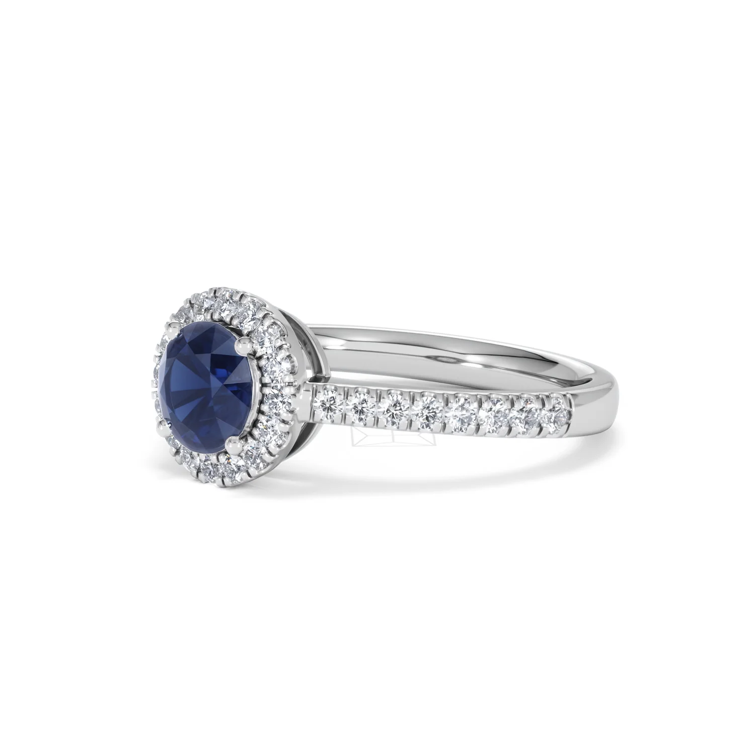 Halo Sapphire 0.75ct And Diamond 0.36ct 18K White Gold Ring - Image 78