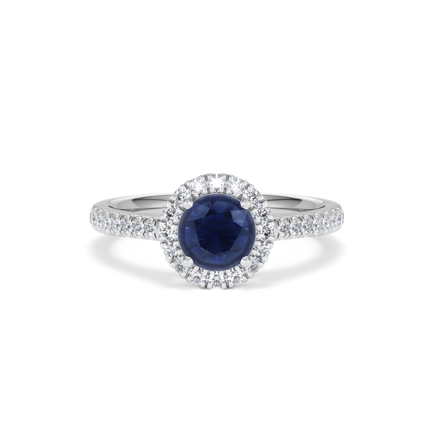 Halo Sapphire 0.75ct And Diamond 0.36ct 18K White Gold Ring - Image 8