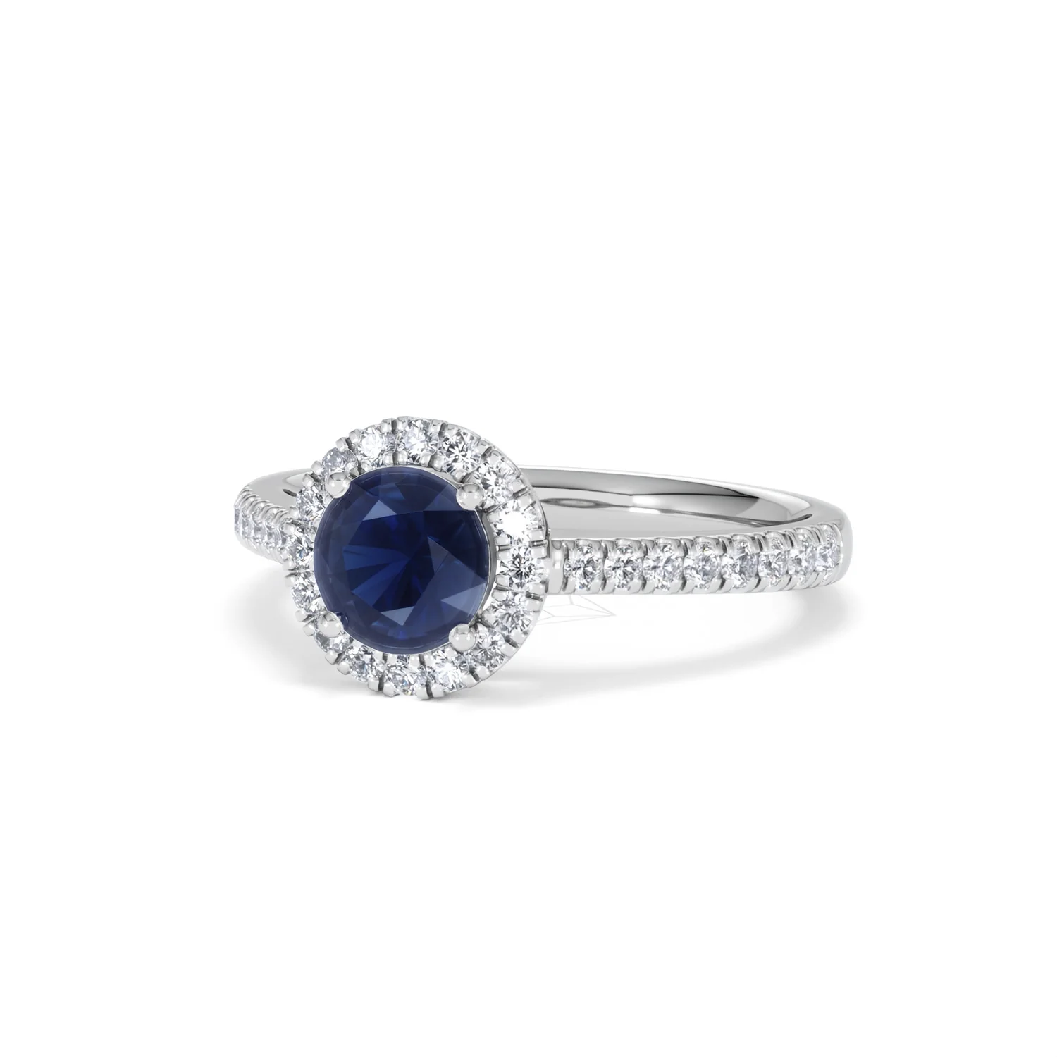 Halo Sapphire 0.75ct And Diamond 0.36ct 18K White Gold Ring - Image 83