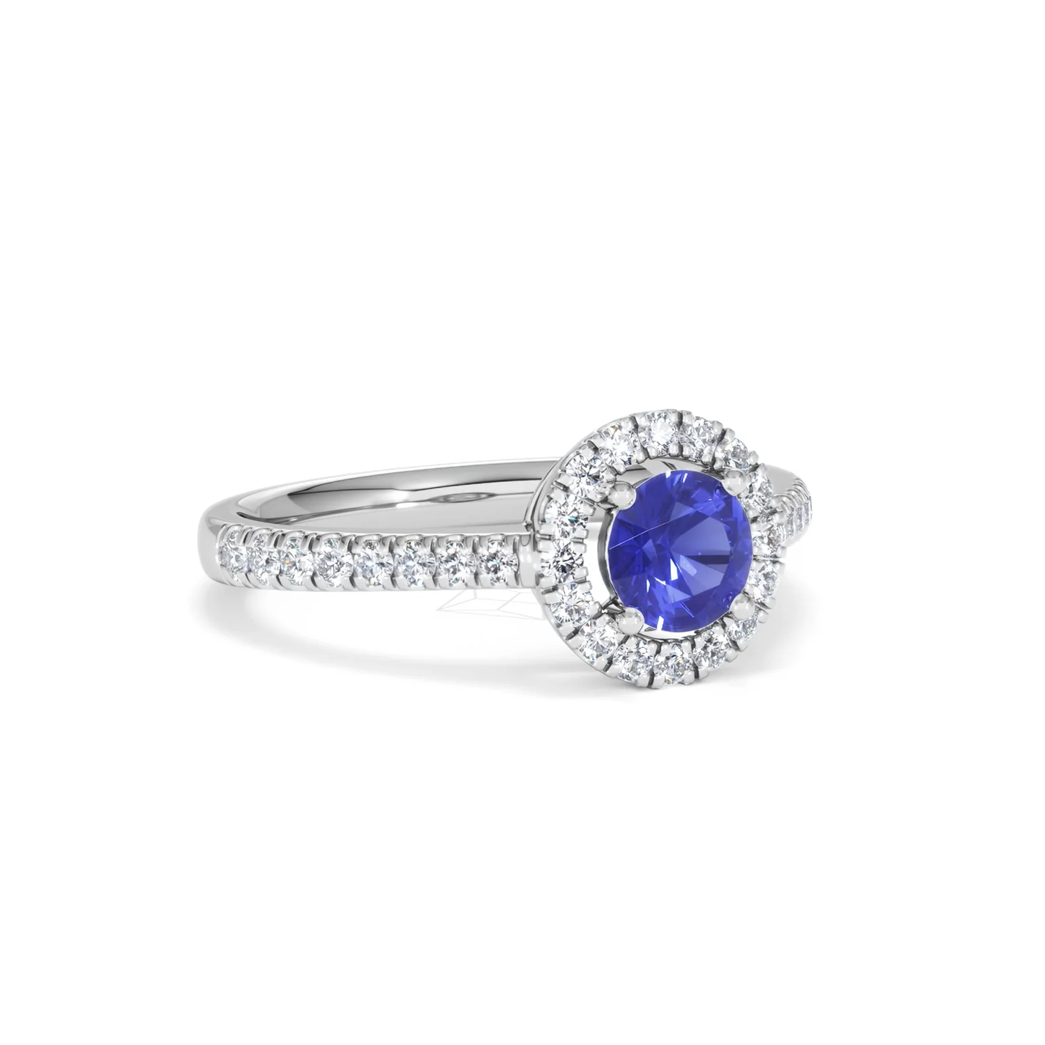 Halo Tanzanite 8.7mm And 0.36ct Diamond 18K White Gold Ring - Image 14