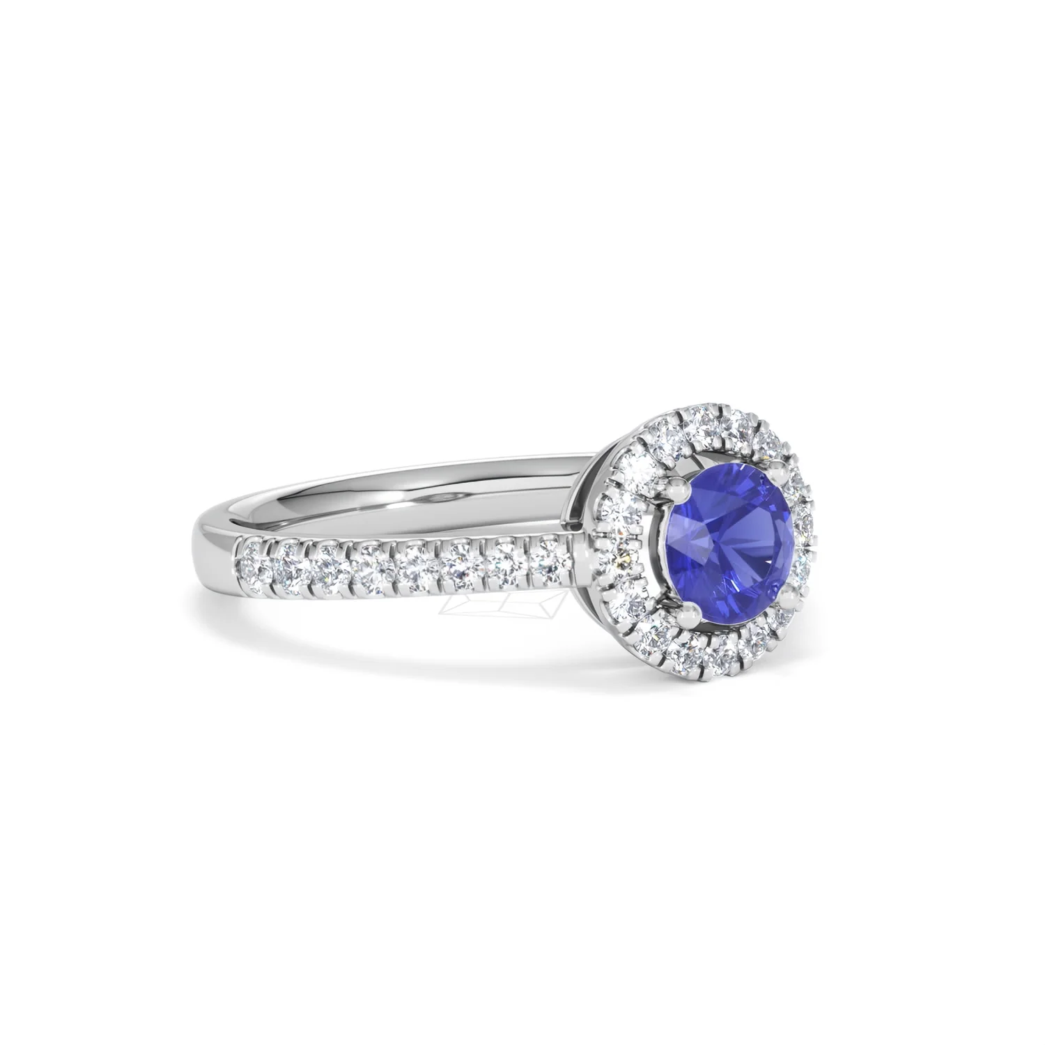 Halo Tanzanite 8.7mm And 0.36ct Diamond 18K White Gold Ring - Image 16