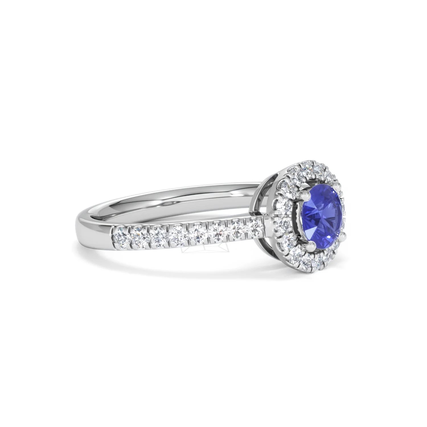 Halo Tanzanite 8.7mm And 0.36ct Diamond 18K White Gold Ring - Image 19