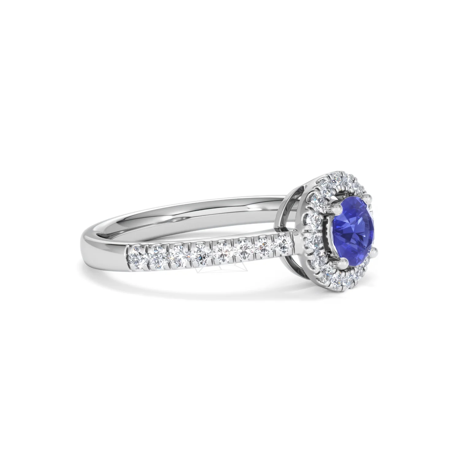Halo Tanzanite 8.7mm And 0.36ct Diamond 18K White Gold Ring - Image 20