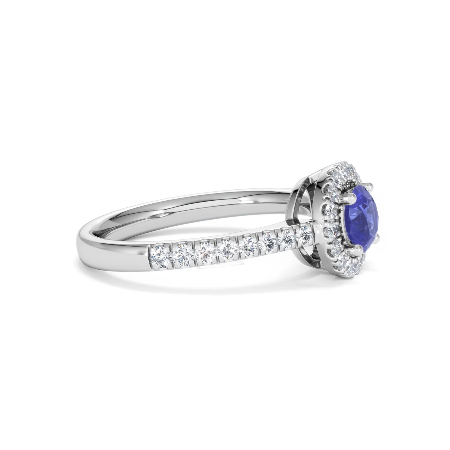 Halo Tanzanite 8.7mm And 0.36ct Diamond 18K White Gold Ring - Image 23