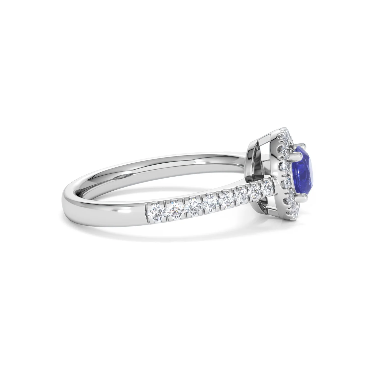 Halo Tanzanite 8.7mm And 0.36ct Diamond 18K White Gold Ring - Image 26