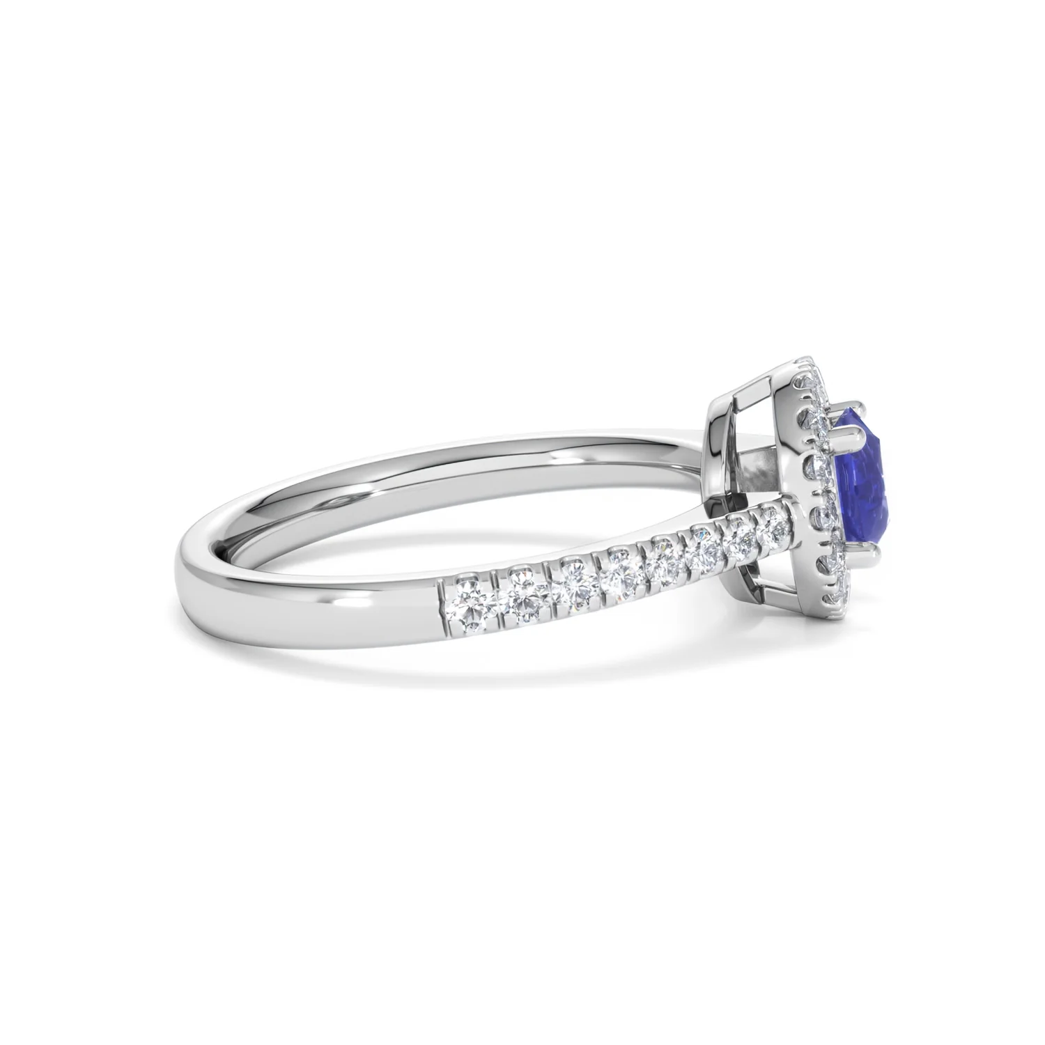 Halo Tanzanite 8.7mm And 0.36ct Diamond 18K White Gold Ring - Image 27