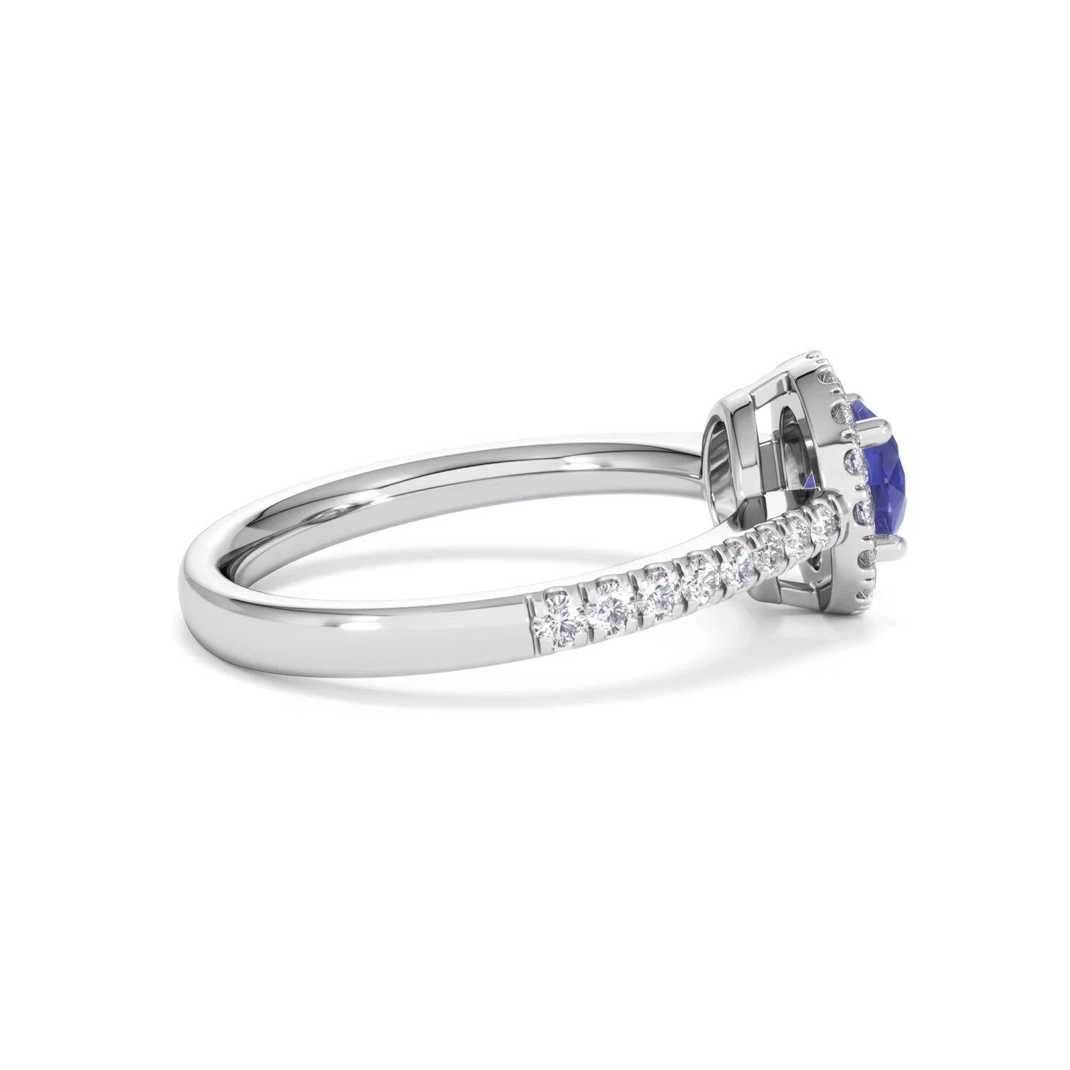 Halo Tanzanite 8.7mm And 0.36ct Diamond 18K White Gold Ring - Image 30
