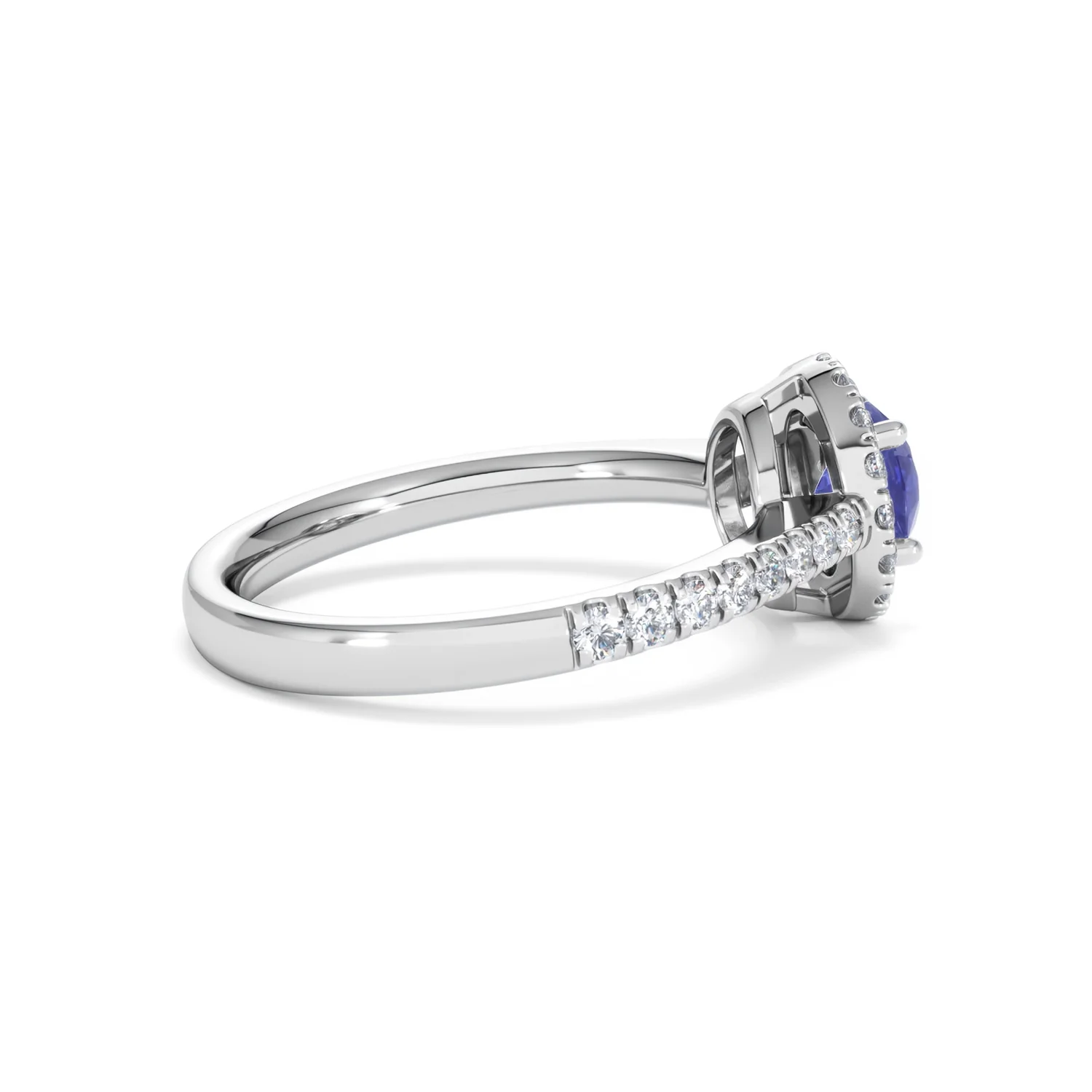 Halo Tanzanite 8.7mm And 0.36ct Diamond 18K White Gold Ring - Image 31