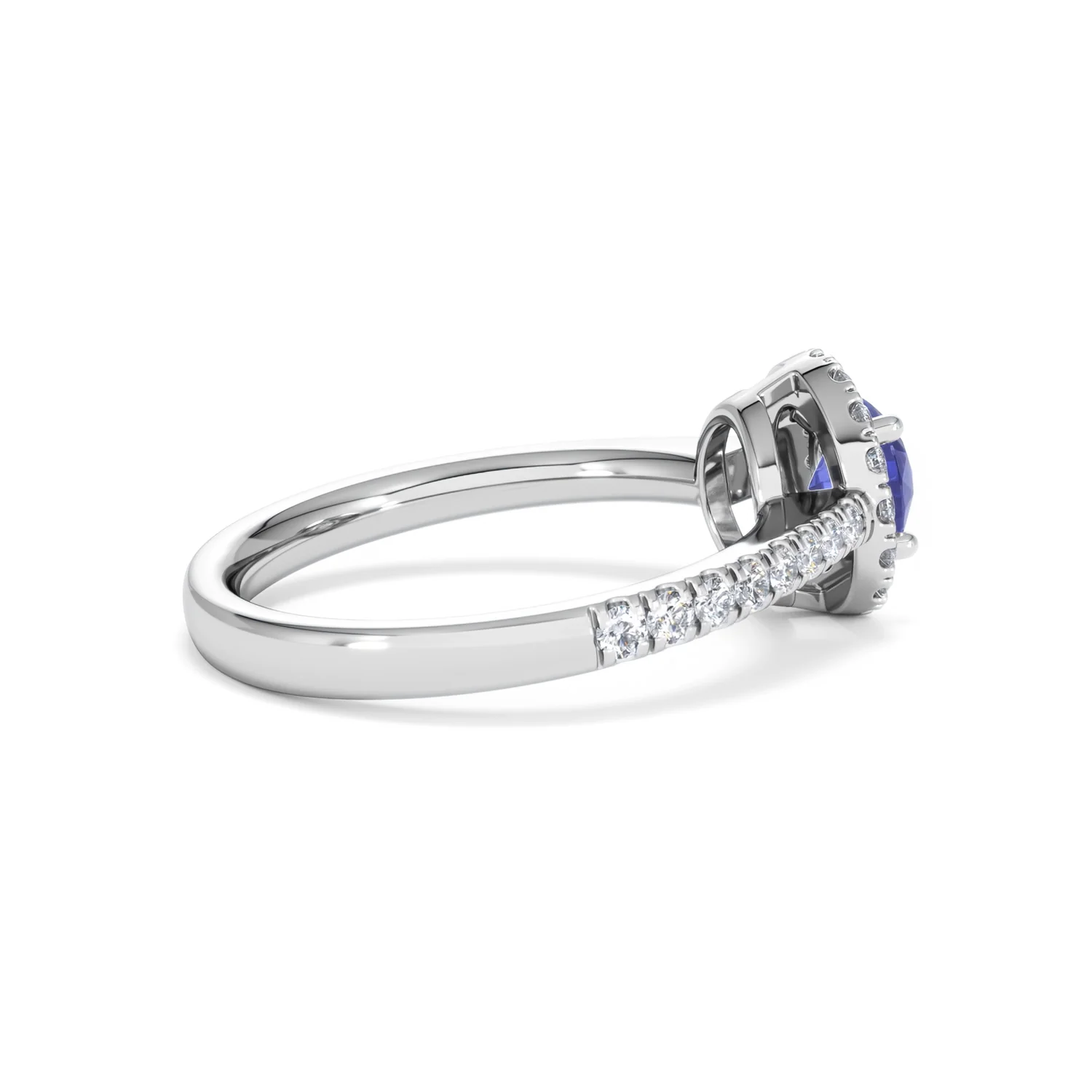 Halo Tanzanite 8.7mm And 0.36ct Diamond 18K White Gold Ring - Image 32