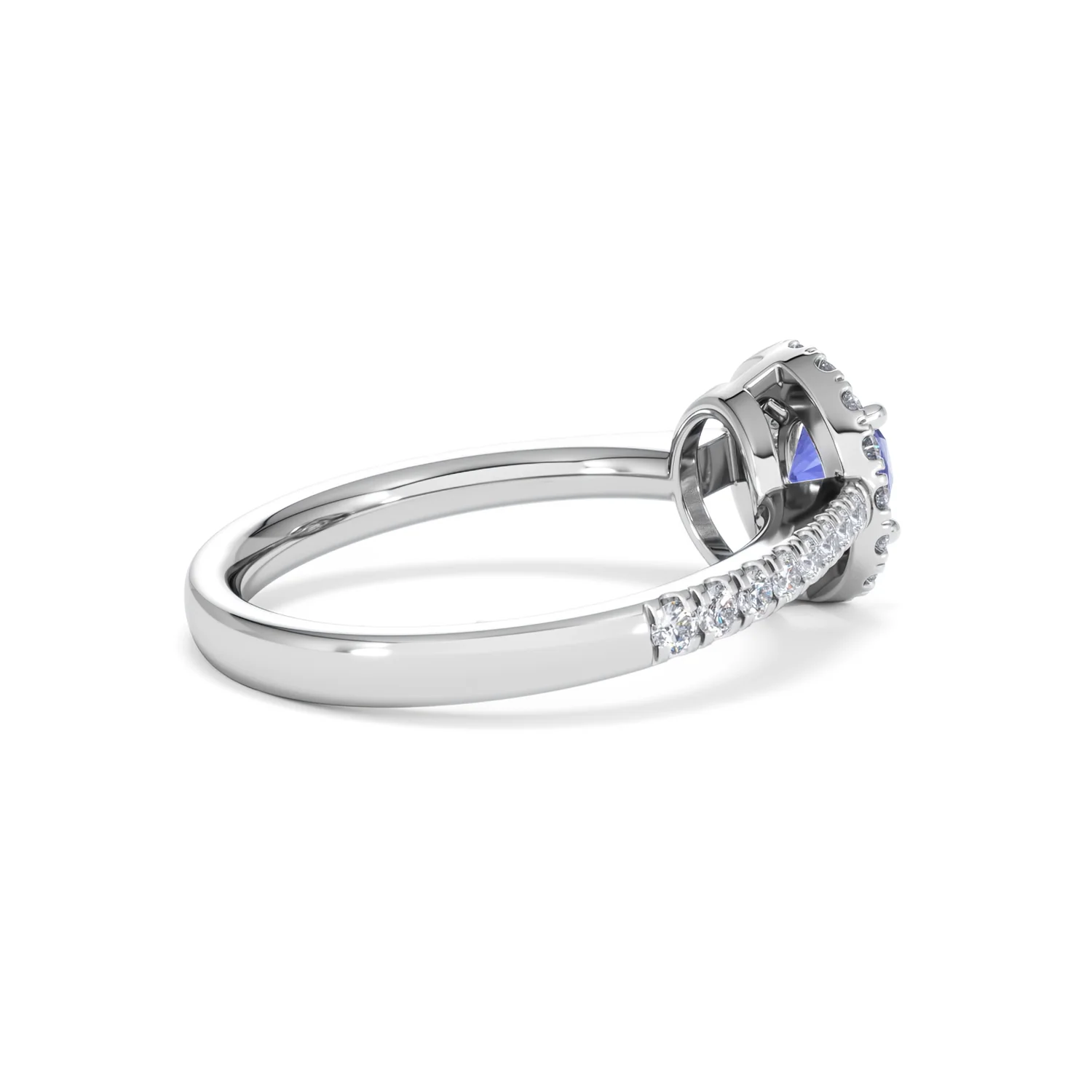 Halo Tanzanite 8.7mm And 0.36ct Diamond 18K White Gold Ring - Image 34