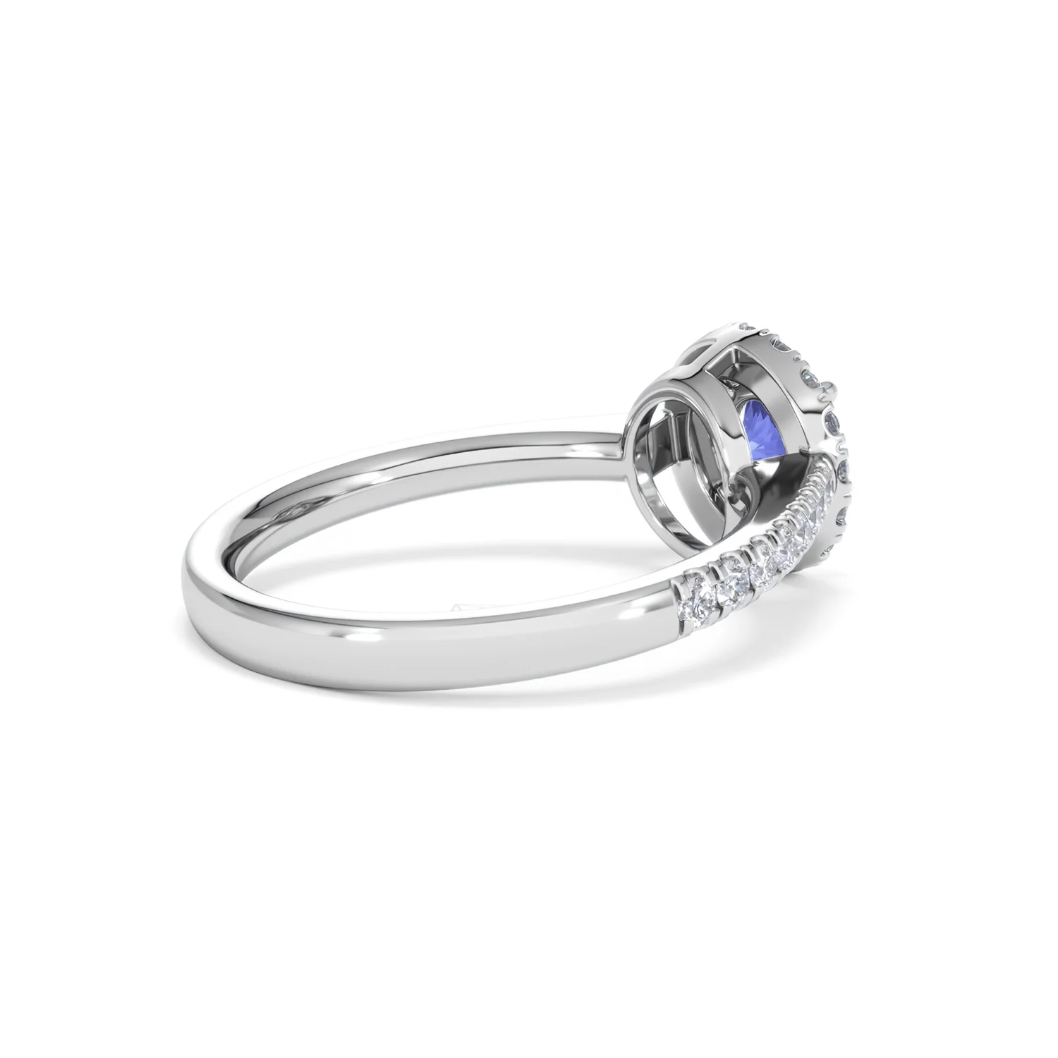 Halo Tanzanite 8.7mm And 0.36ct Diamond 18K White Gold Ring - Image 36