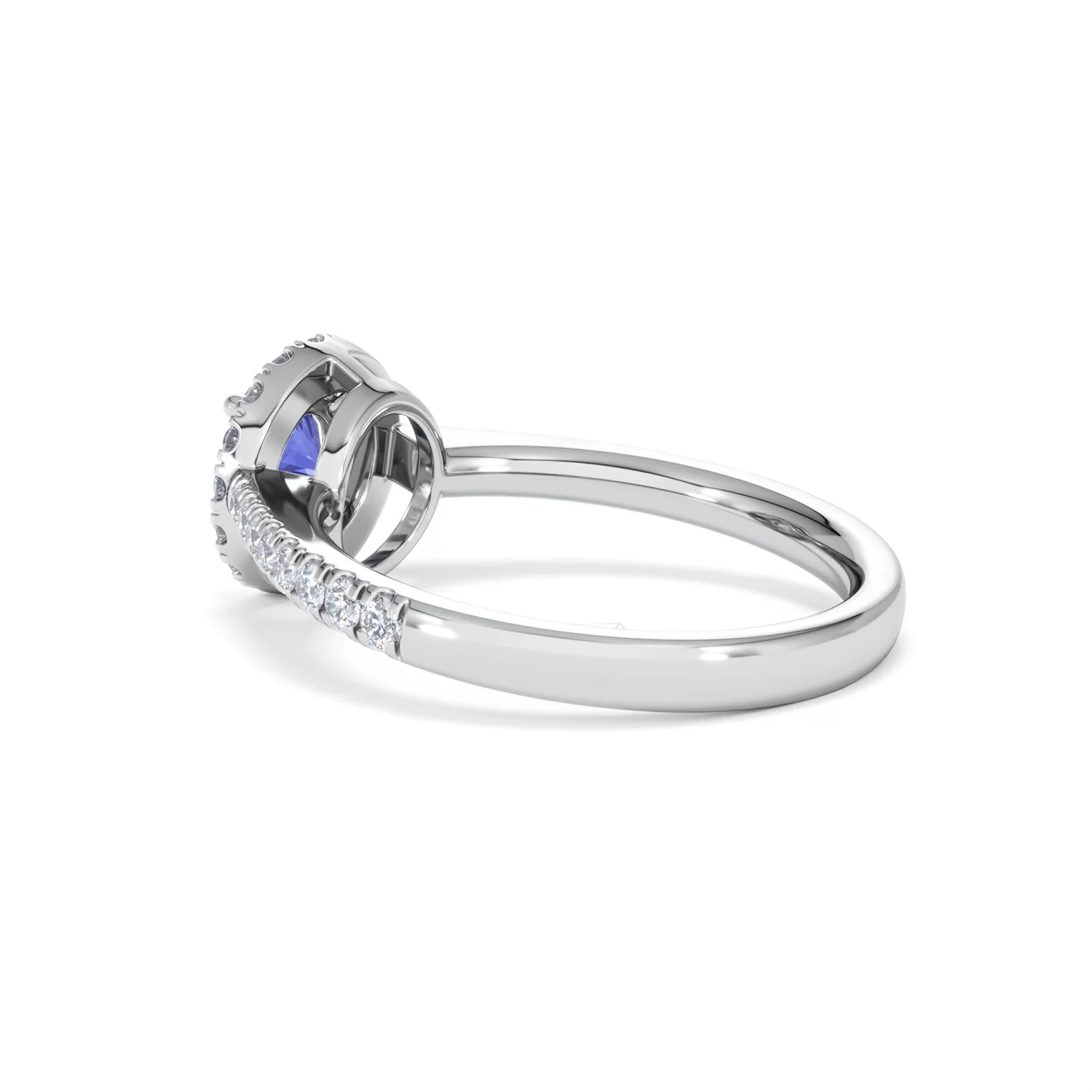 Halo Tanzanite 8.7mm And 0.36ct Diamond 18K White Gold Ring - Image 60