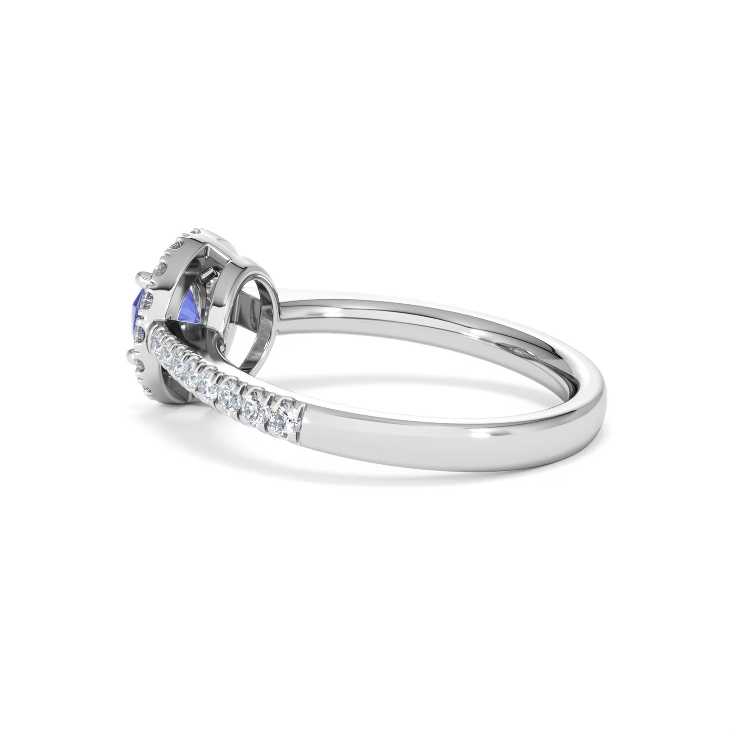 Halo Tanzanite 8.7mm And 0.36ct Diamond 18K White Gold Ring - Image 62