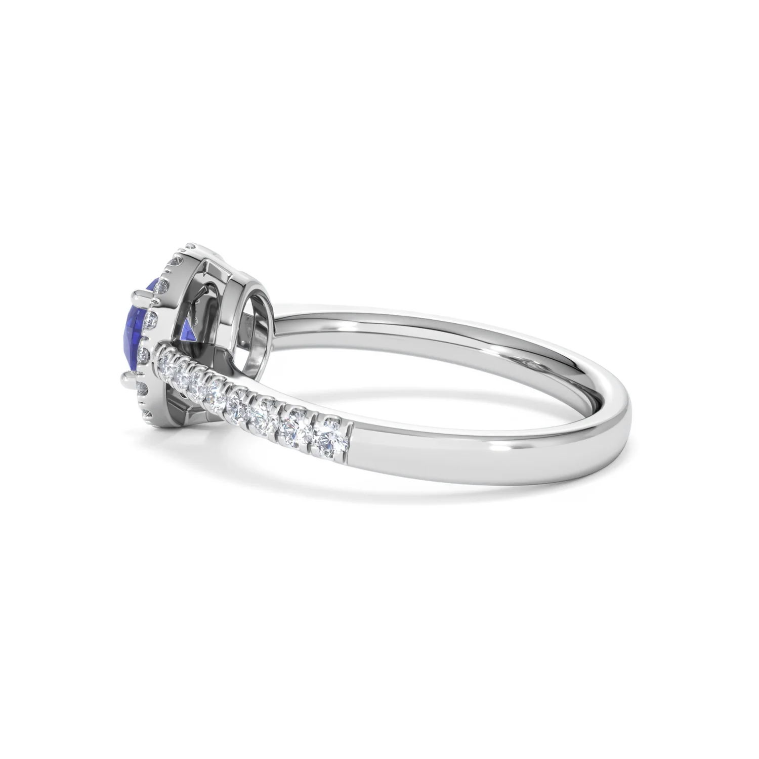 Halo Tanzanite 8.7mm And 0.36ct Diamond 18K White Gold Ring - Image 64