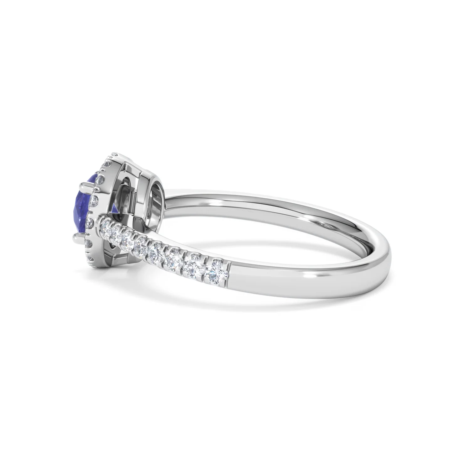 Halo Tanzanite 8.7mm And 0.36ct Diamond 18K White Gold Ring - Image 65