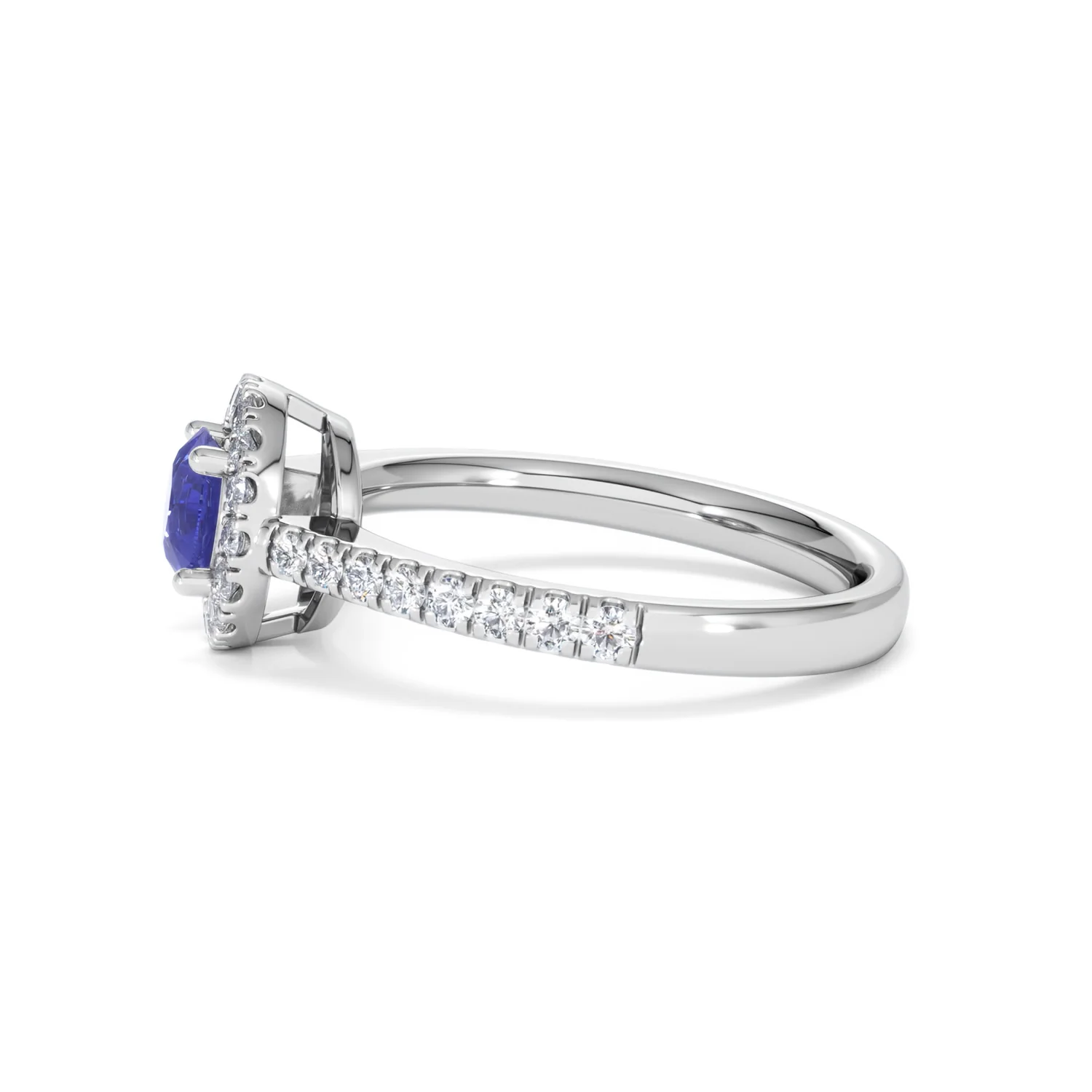 Halo Tanzanite 8.7mm And 0.36ct Diamond 18K White Gold Ring - Image 69
