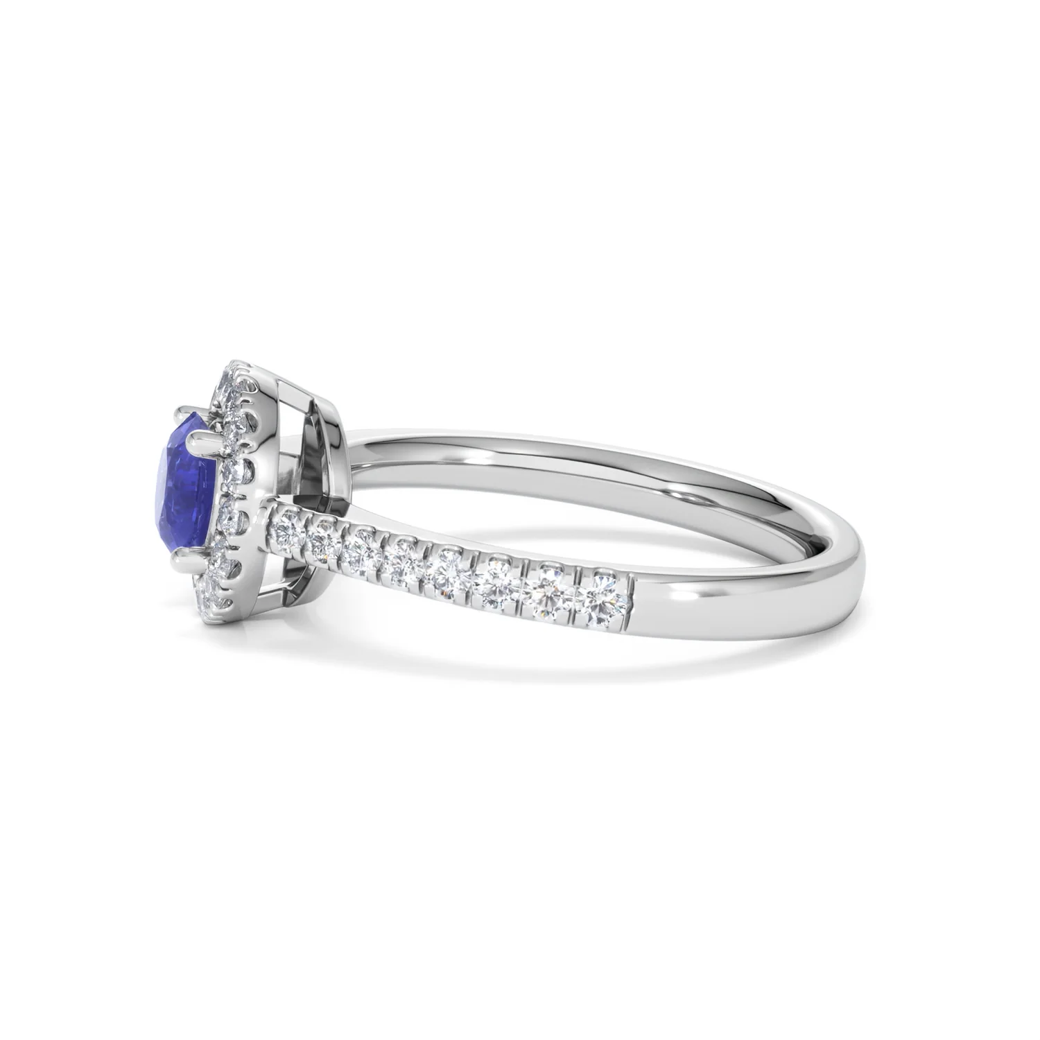 Halo Tanzanite 8.7mm And 0.36ct Diamond 18K White Gold Ring - Image 70