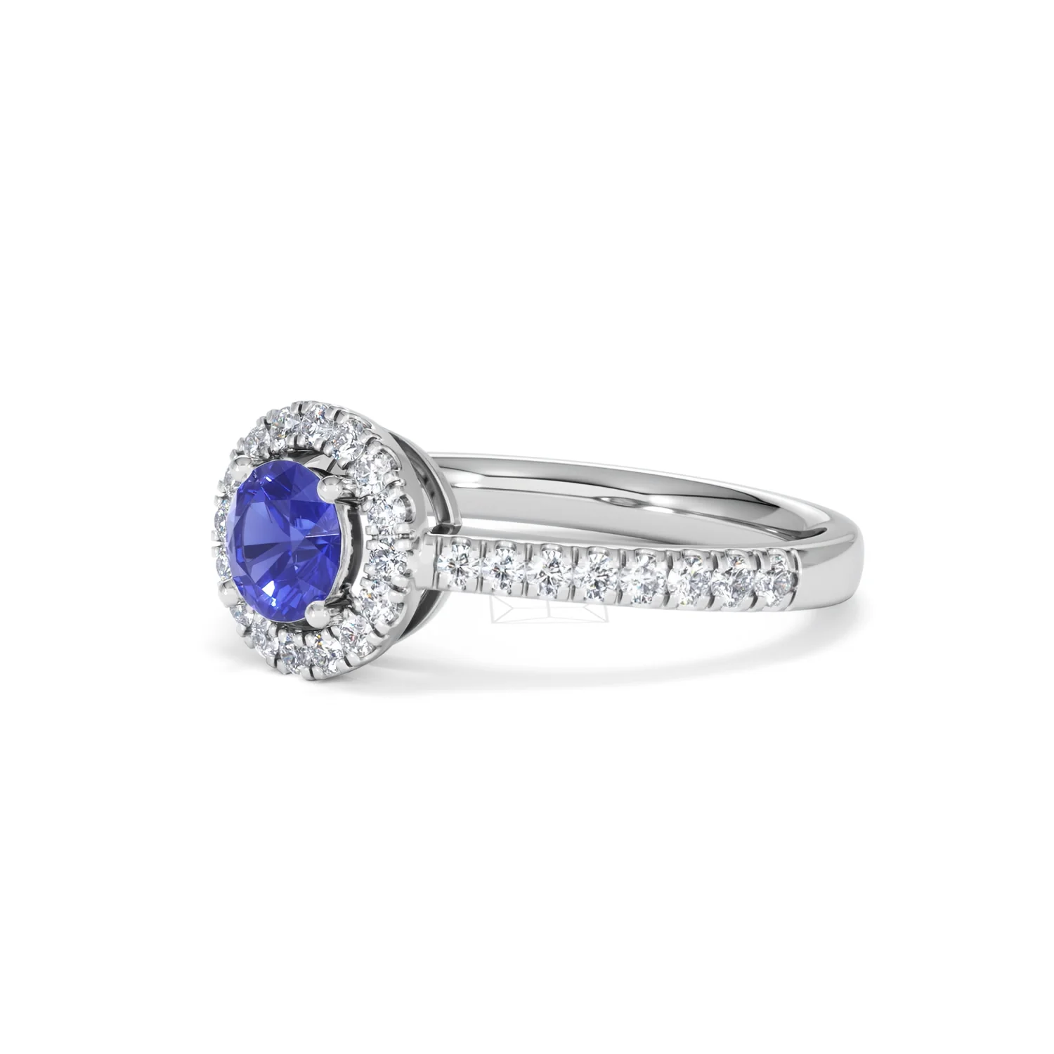Halo Tanzanite 8.7mm And 0.36ct Diamond 18K White Gold Ring - Image 78