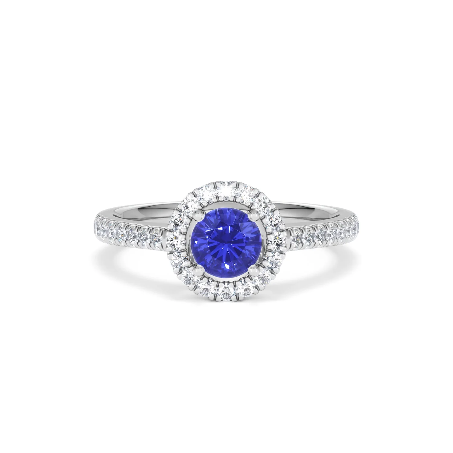Halo Tanzanite 8.7mm And 0.36ct Diamond 18K White Gold Ring - Image 8