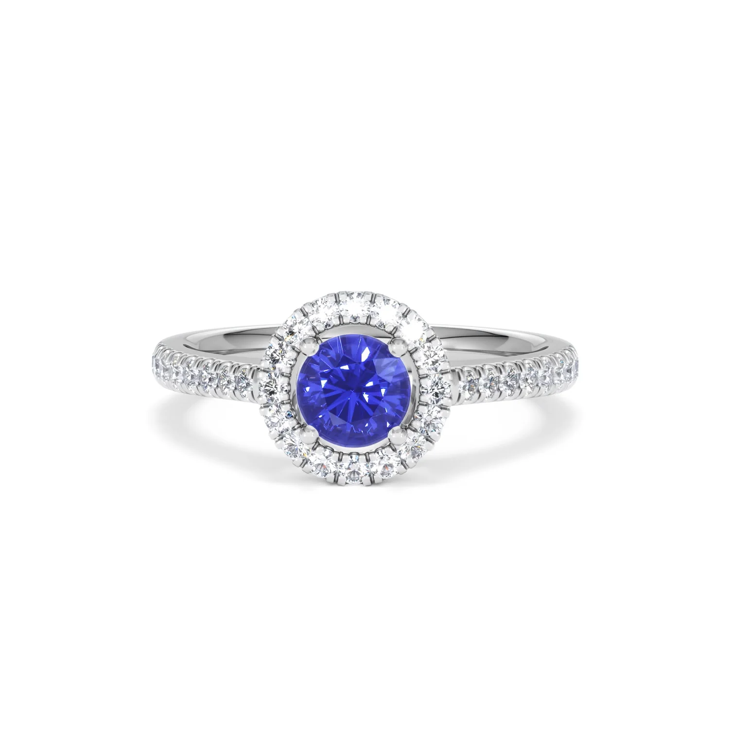 Halo Tanzanite 8.7mm And 0.36ct Diamond 18K White Gold Ring - Image 87