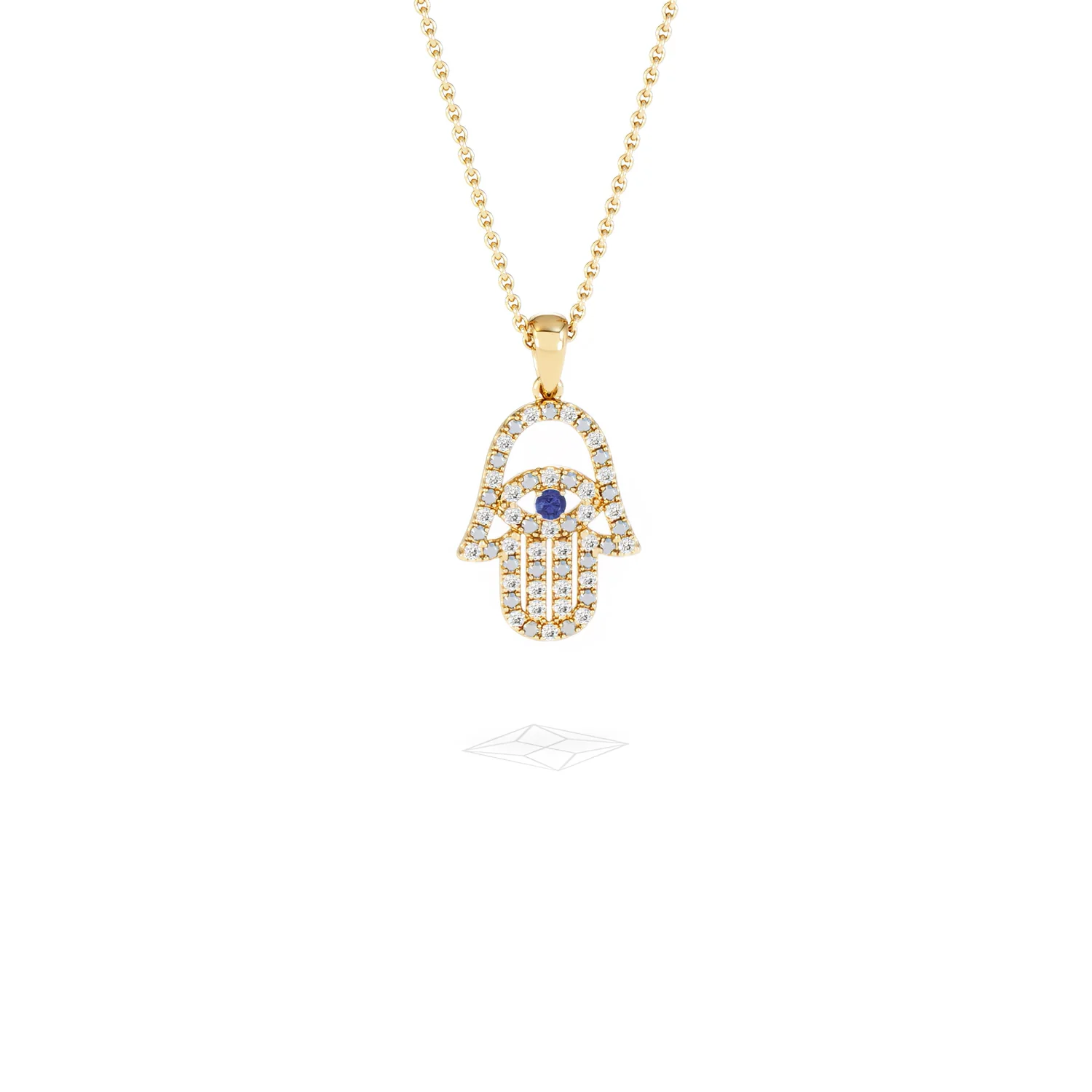 Hamsa Fortune 0.05ct Sapphire and 0.25ct Lab Grown Diamond Pendant Necklace in 18K Gold Vermeil - Image 11