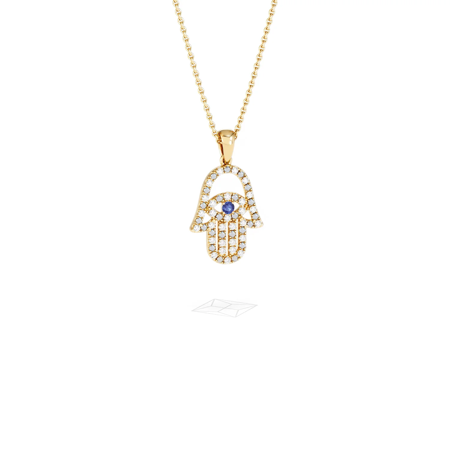 Hamsa Fortune 0.05ct Sapphire and 0.25ct Lab Grown Diamond Pendant Necklace in 18K Gold Vermeil - Image 13