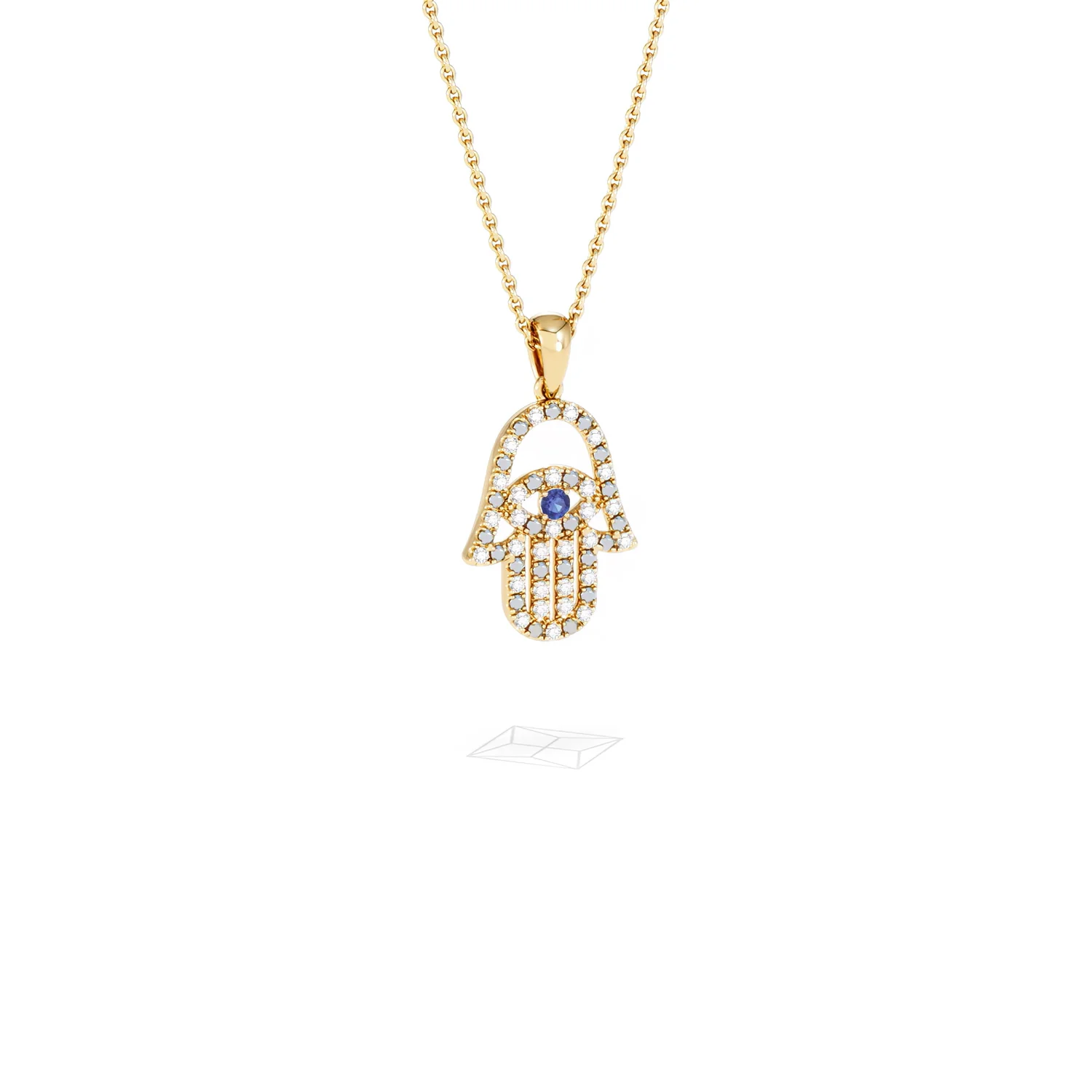 Hamsa Fortune 0.05ct Sapphire and 0.25ct Lab Grown Diamond Pendant Necklace in 18K Gold Vermeil - Image 14