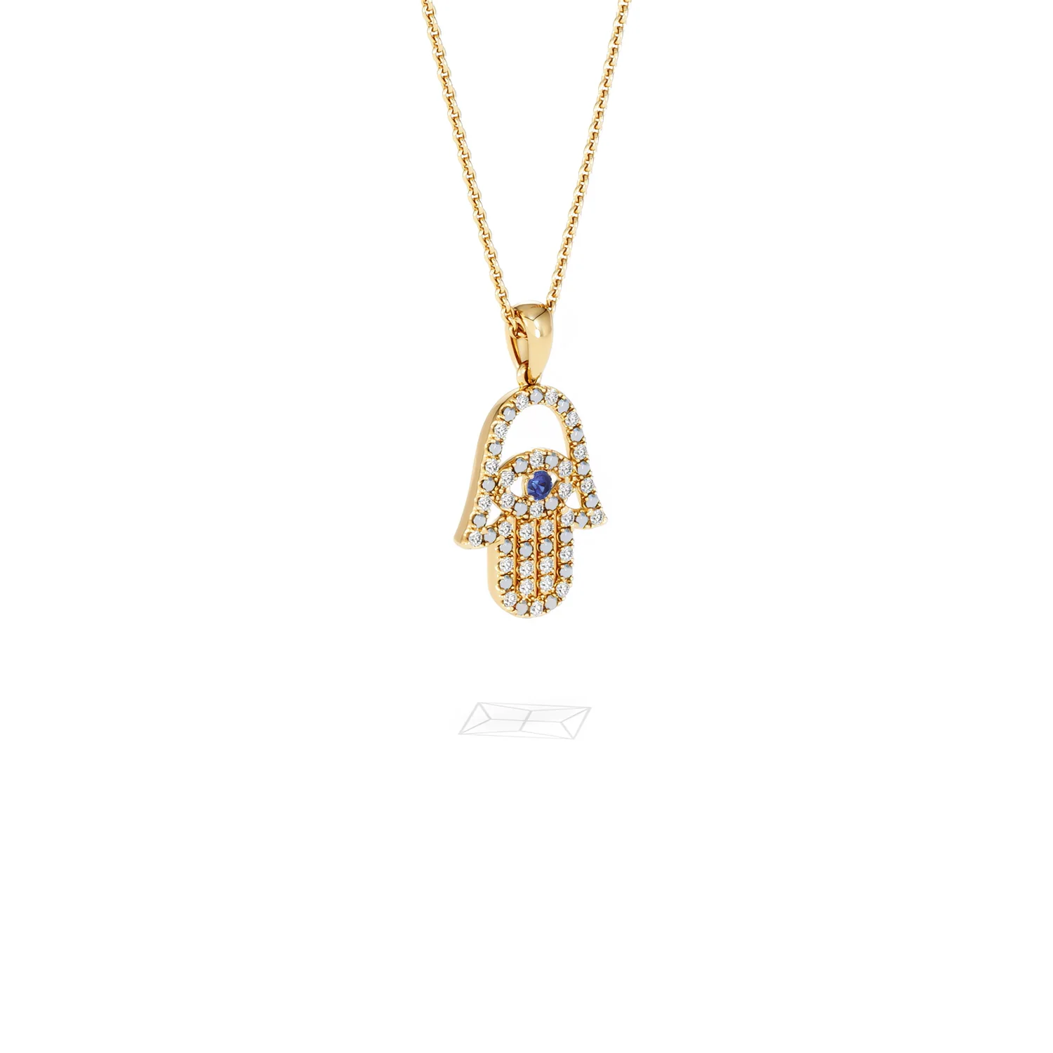 Hamsa Fortune 0.05ct Sapphire and 0.25ct Lab Grown Diamond Pendant Necklace in 18K Gold Vermeil - Image 17